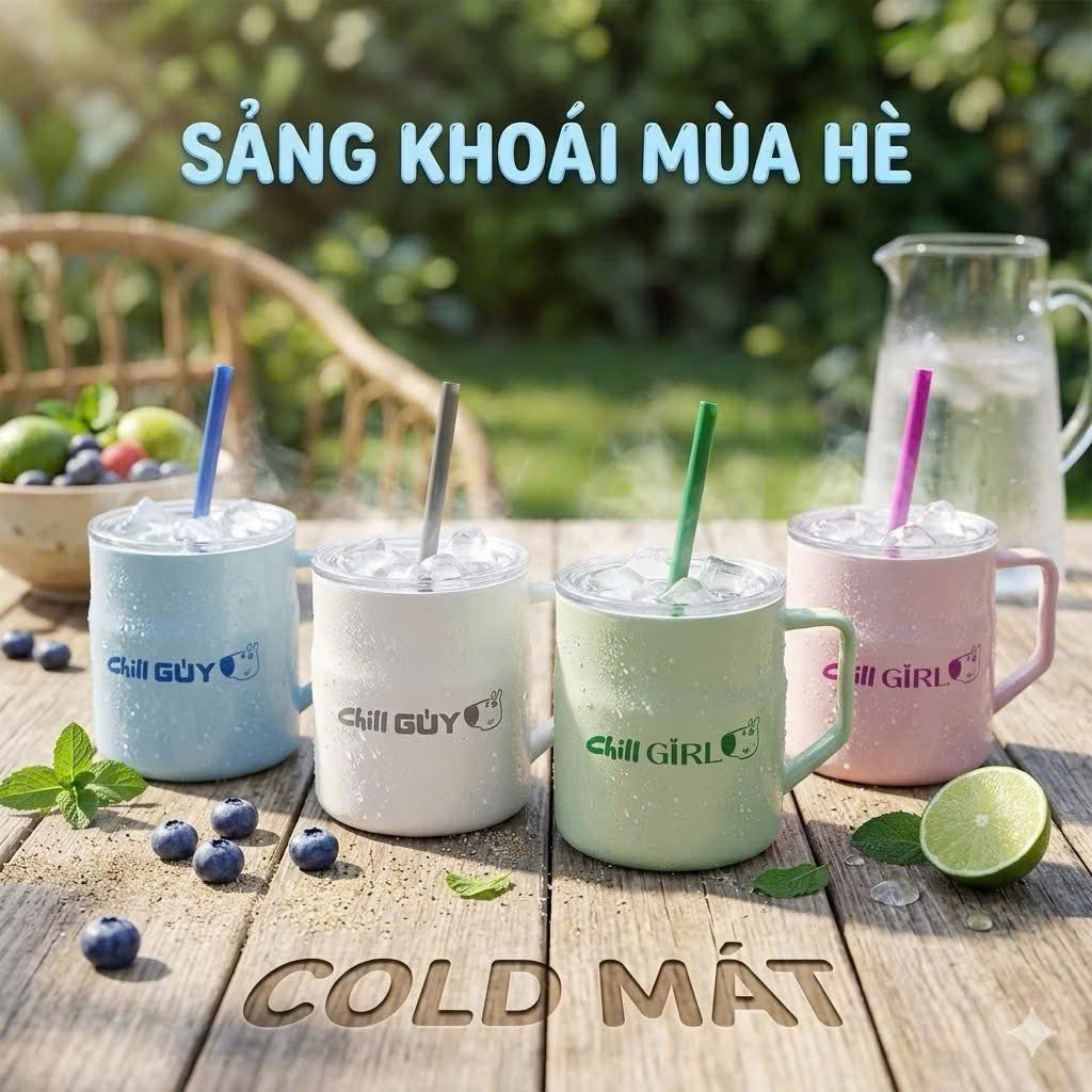 [24] Ly Nhựa Có Tay Cầm CHILL GIRL 700ml (V)