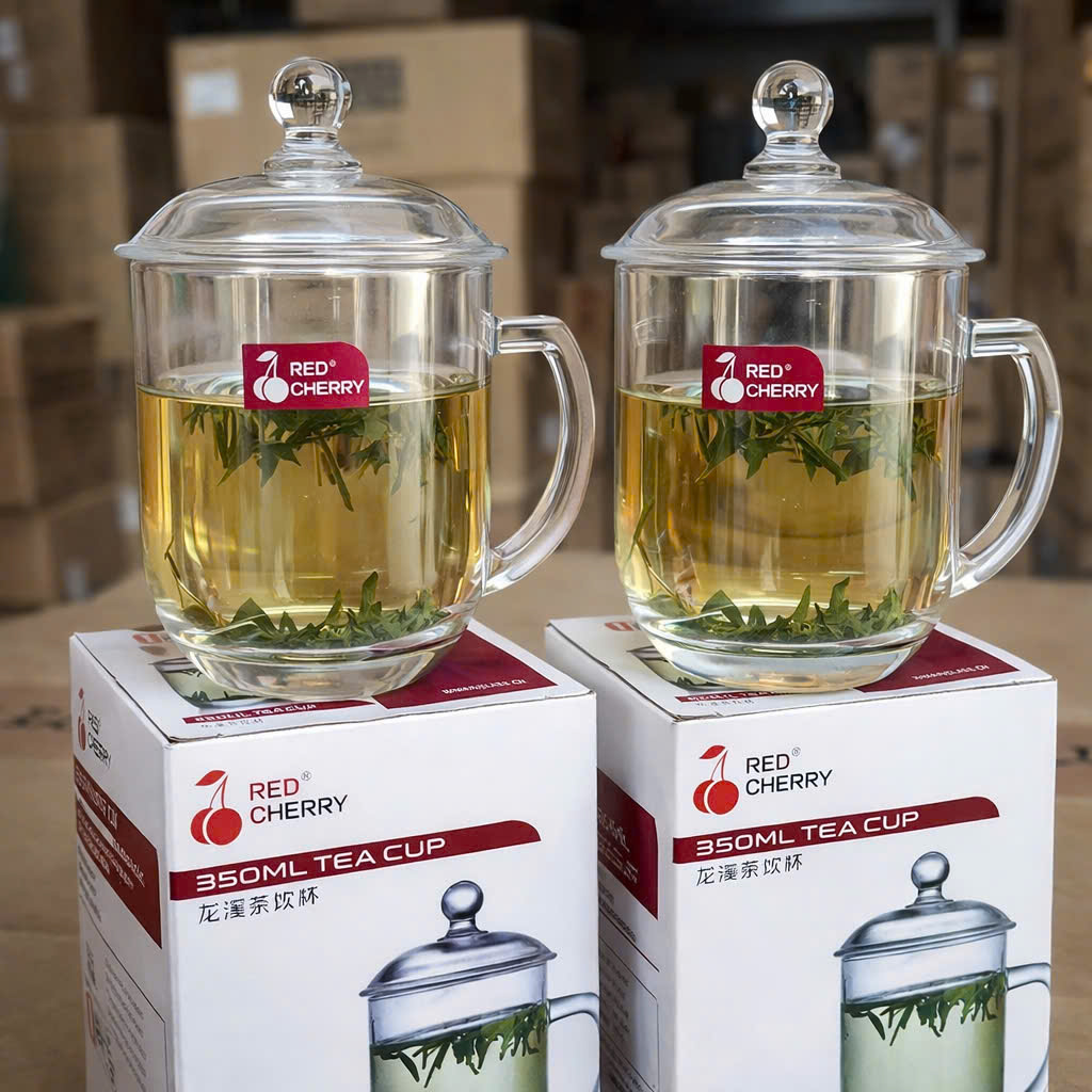 [24] Ly Thủy Tinh RED CHERRY Có Nắp 102