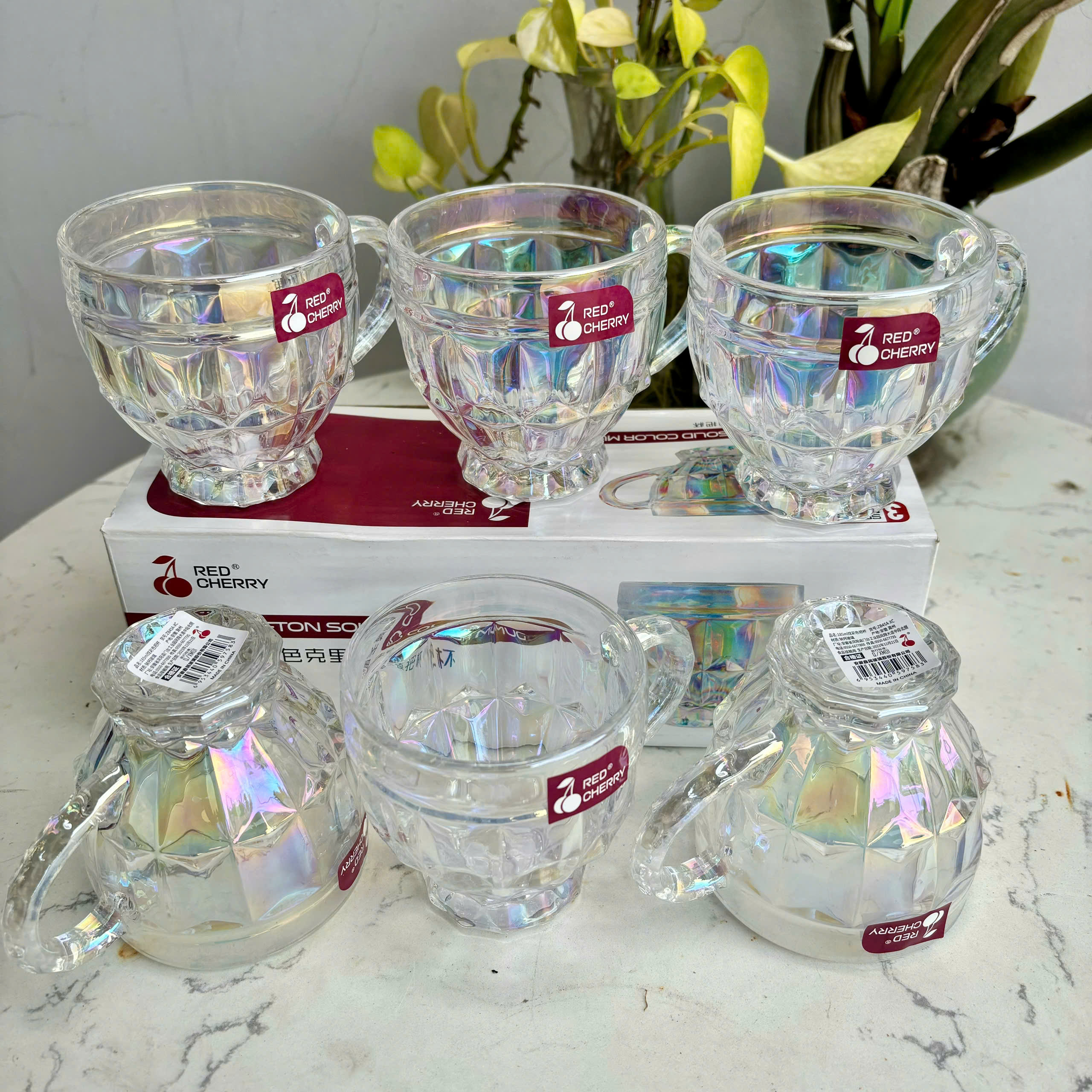 [24] Set 3 Ly Thủy Tinh CẦU VỒNG Có Quai 185ml ZB45A/B/C