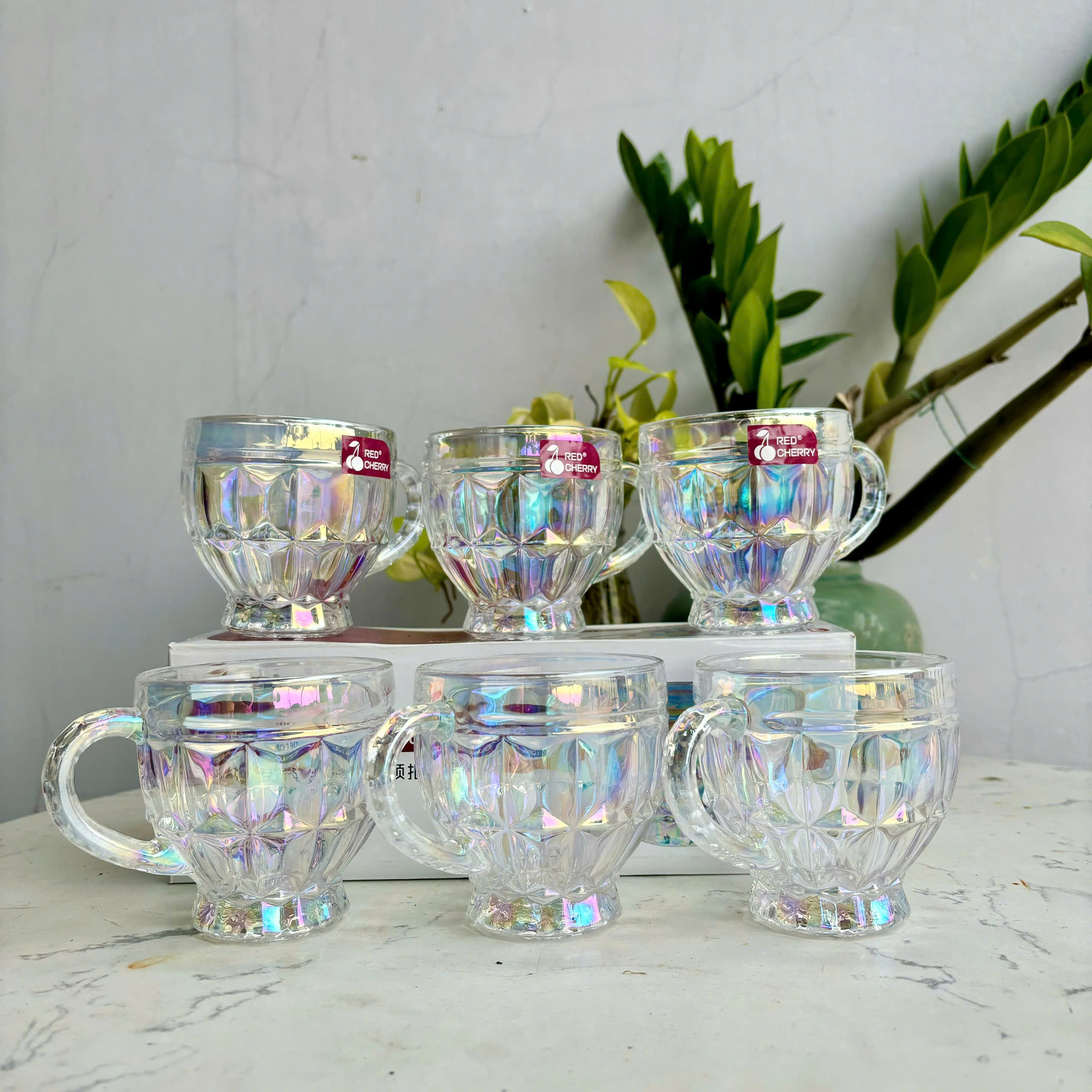 [24] Set 3 Ly Thủy Tinh CẦU VỒNG Có Quai 185ml ZB45A/B/C