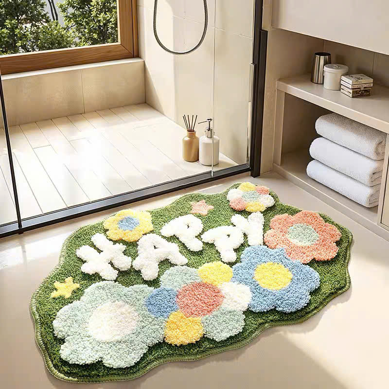 [250] Thảm Chân Cừu Đế Nhựa HOA Mix