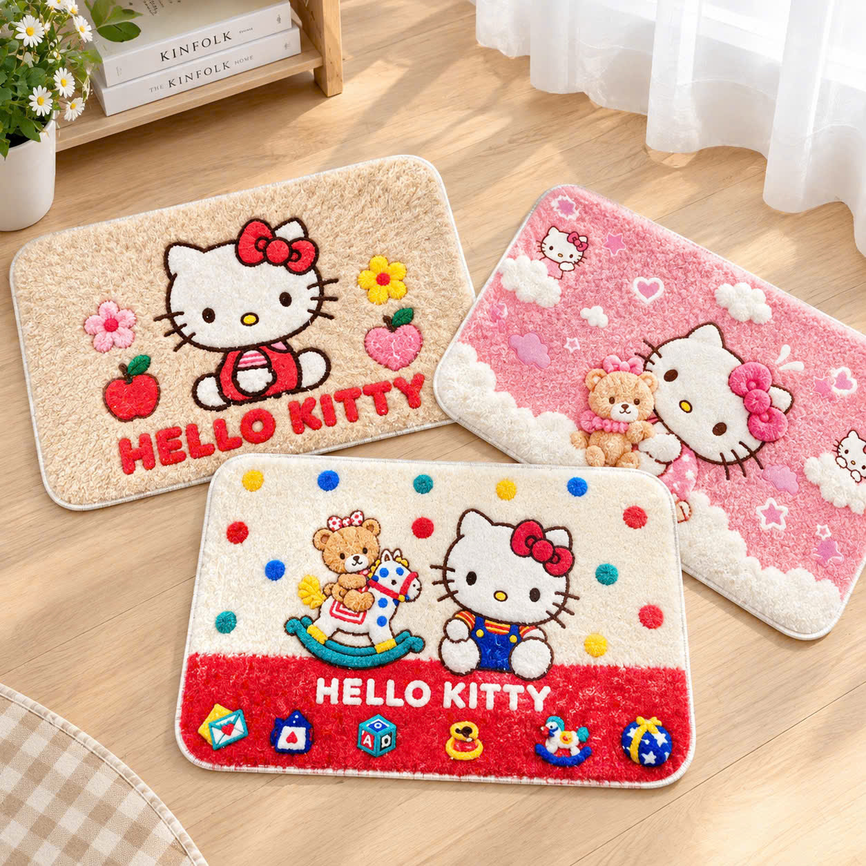 [250] Thảm Chân Lông Cừu Đế Nhựa HELLO