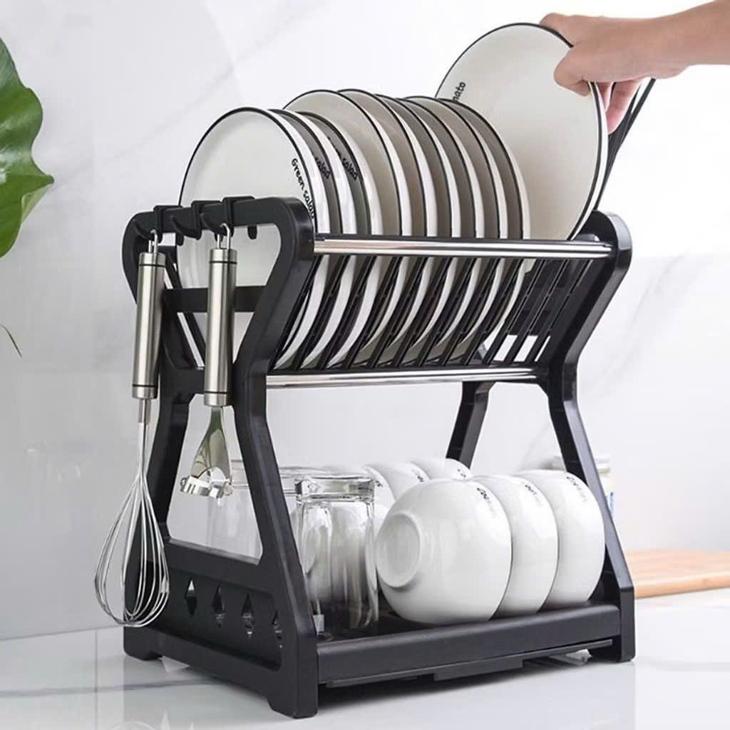 [26] Kệ Nhựa Úp Chén Khung INOX (FV)