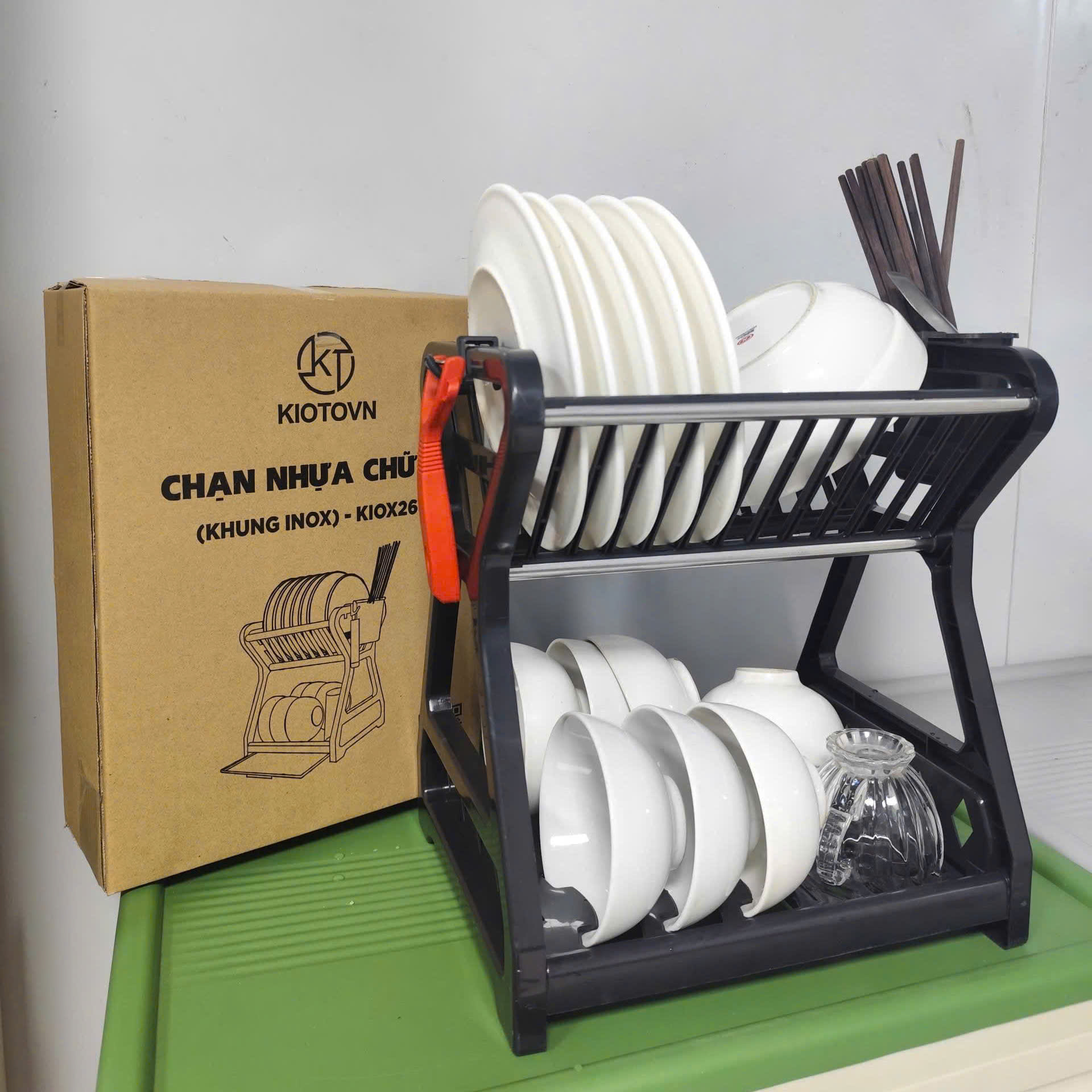 [26] Kệ Nhựa Úp Chén Khung INOX (FV)