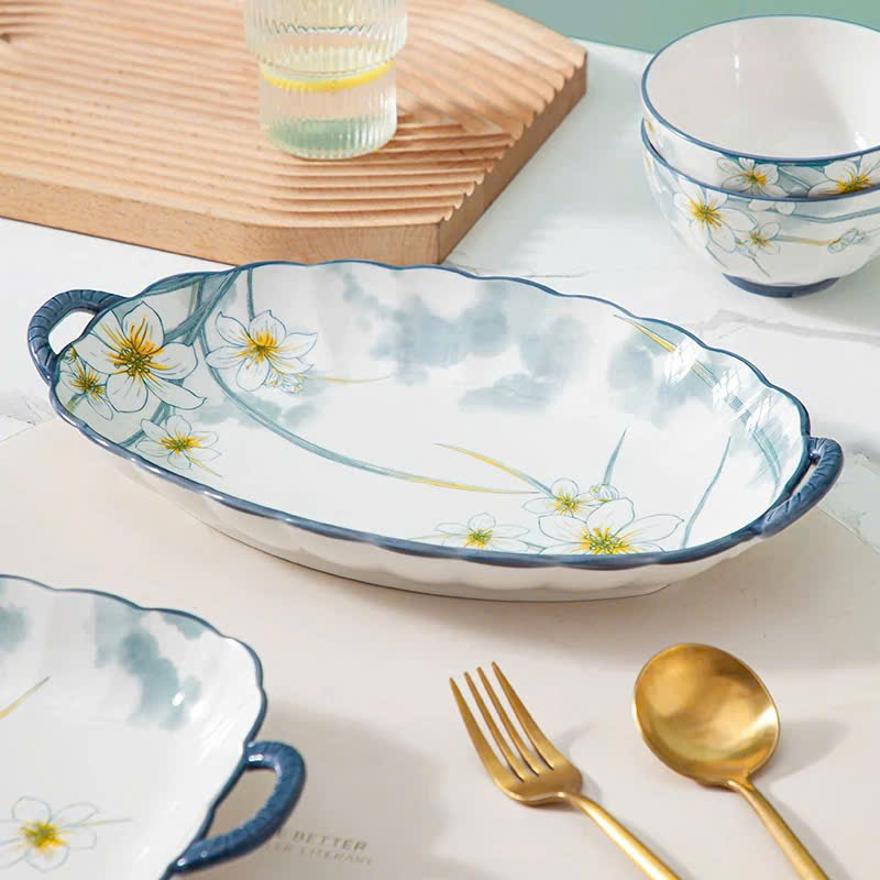 [30] Dĩa Sứ Xoài 12inch Có Quai THỦY TIÊN