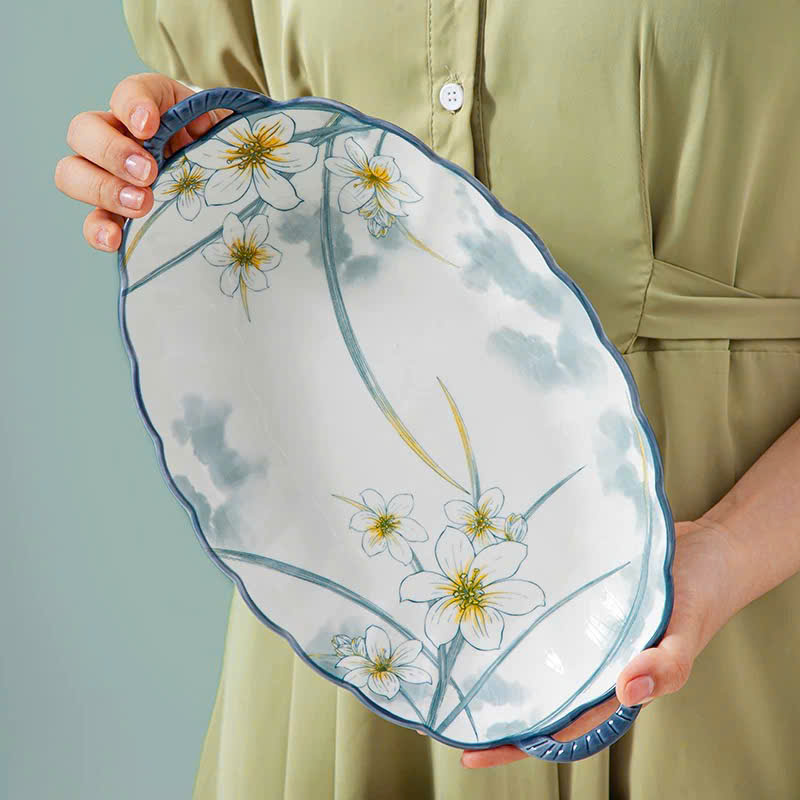 [30] Dĩa Sứ Xoài 12inch Có Quai THỦY TIÊN