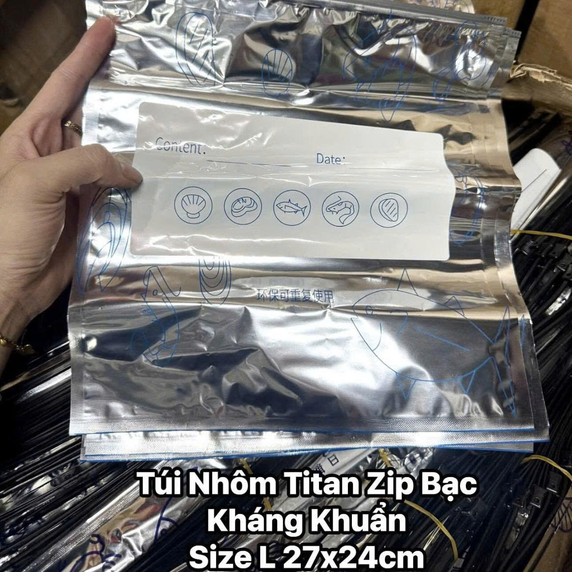 [300] Set 10 Túi ZIP Bạc Đựng Thực Phẩm Size L (V)