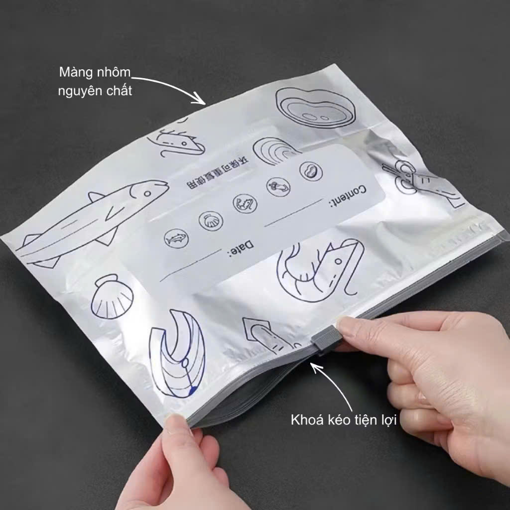 [300] Set 10 Túi ZIP Bạc Đựng Thực Phẩm Size L (V)