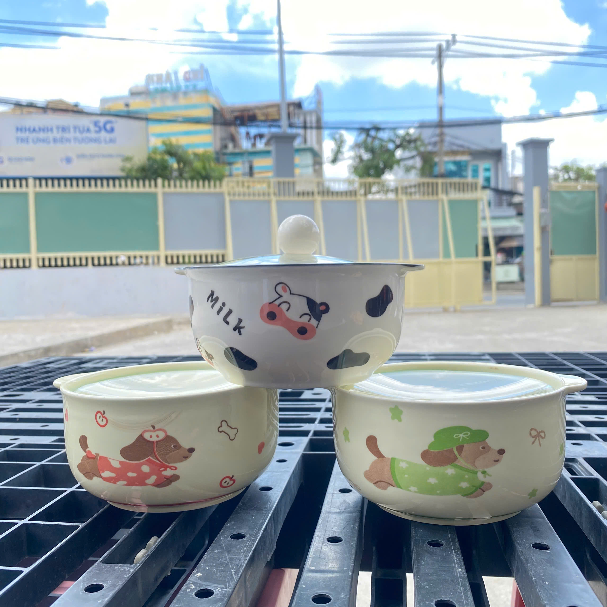 [36] Thố Sứ Ăn Mì Có Nắp Thủy Tinh Ngẫu Nhiên 6inch KHÔNG HỘP (V+)