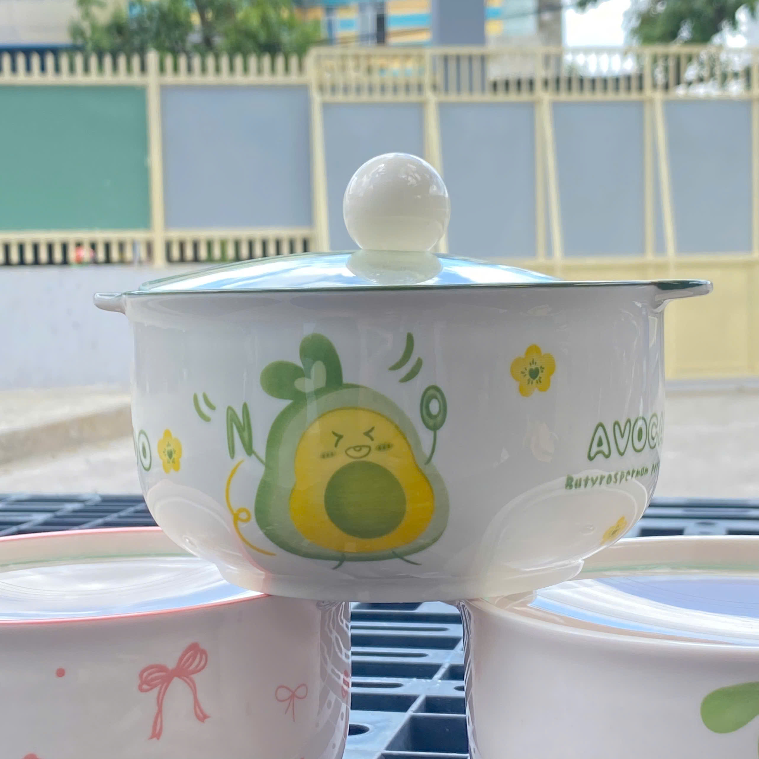 [36] Thố Sứ Ăn Mì Có Nắp Thủy Tinh Ngẫu Nhiên 6inch KHÔNG HỘP (V+)