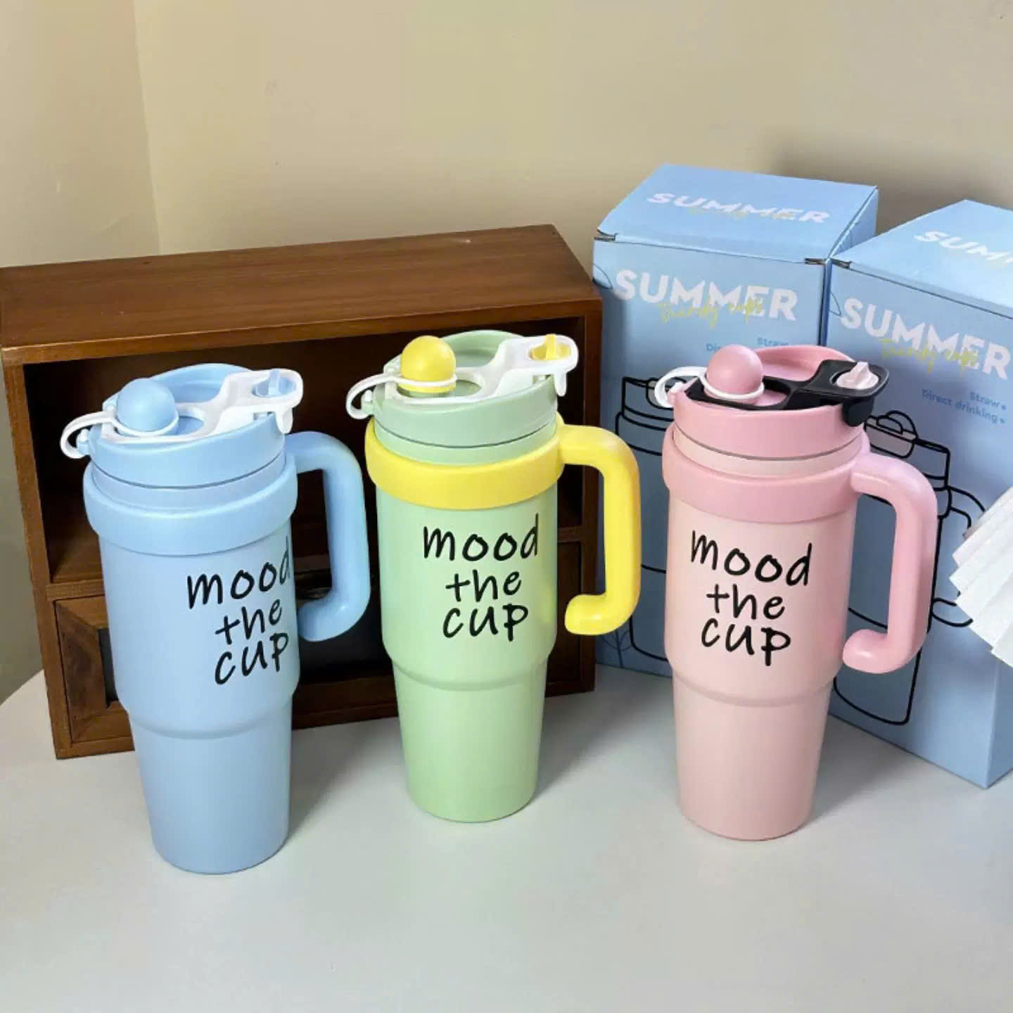 [40] Ly Giữ Nhiệt Có Tay Cầm MOOD THE CUP 1000ml