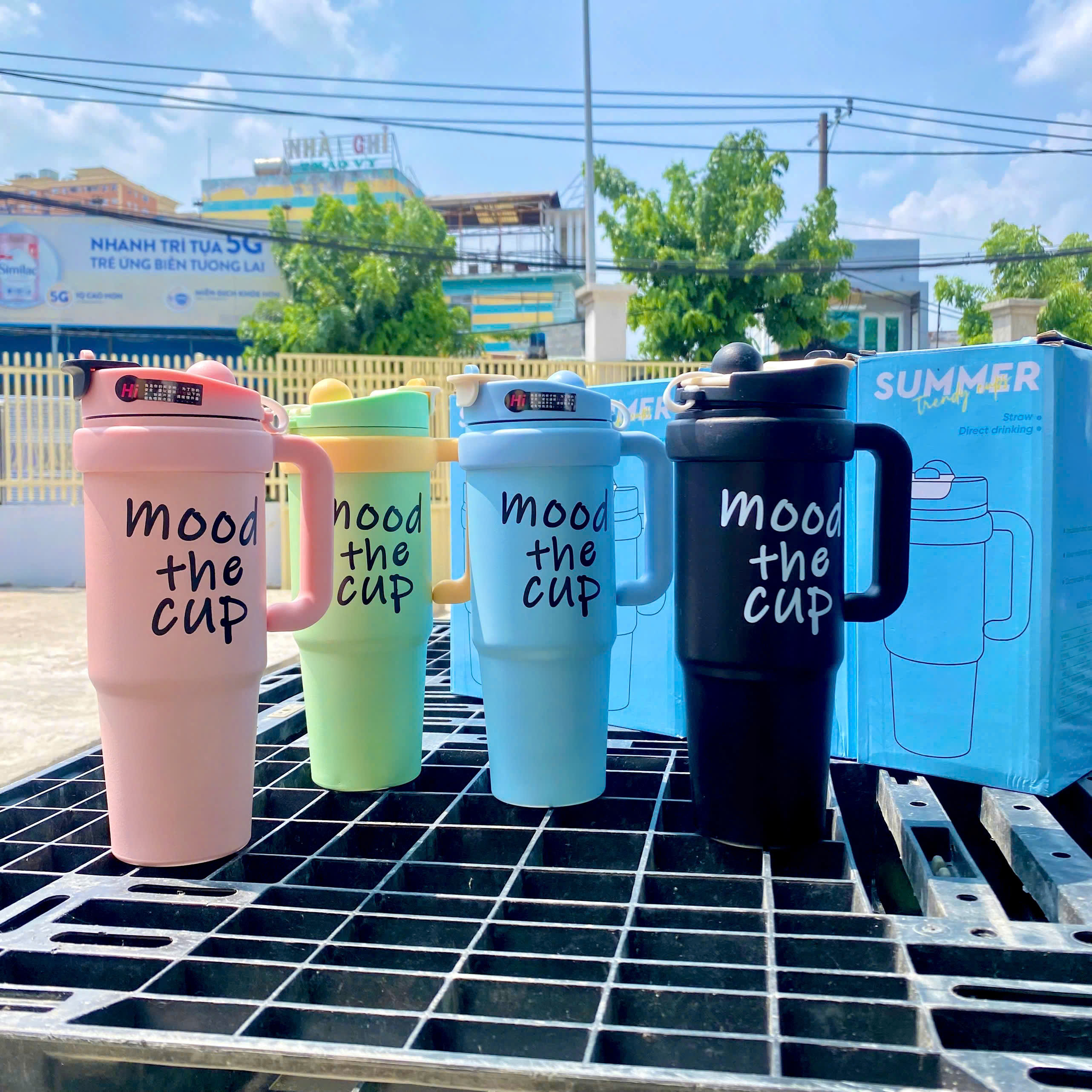 [40] Ly Giữ Nhiệt Có Tay Cầm MOOD THE CUP 1000ml