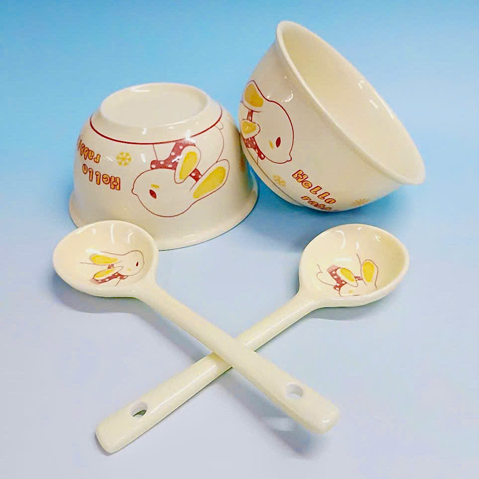 [40] Set 2 Chén Sứ THỎ VÀNG