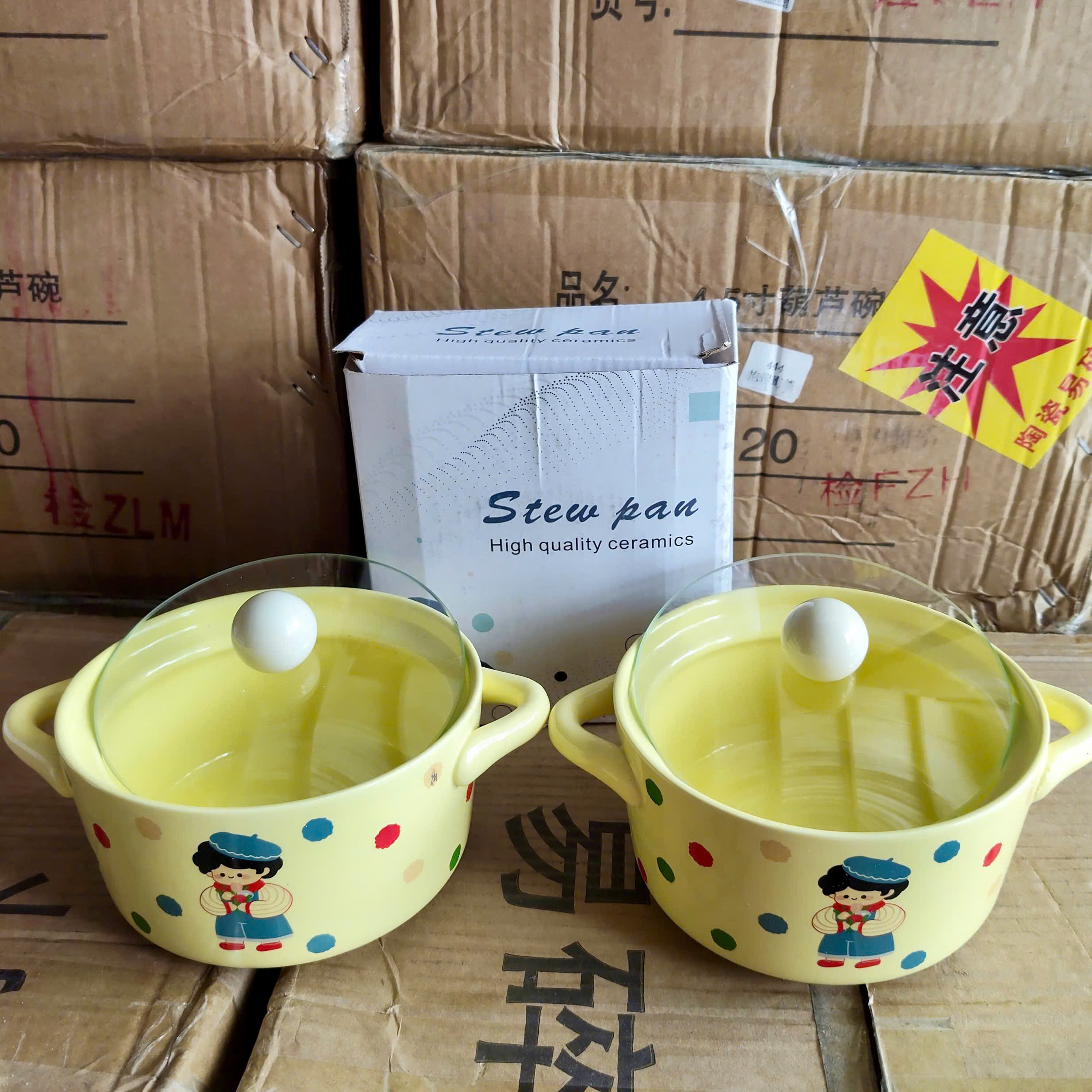[40] Thố Sứ Ăn Mì Có Nắp Ngẫu Nhiên 6inch CÓ HỘP (V+)