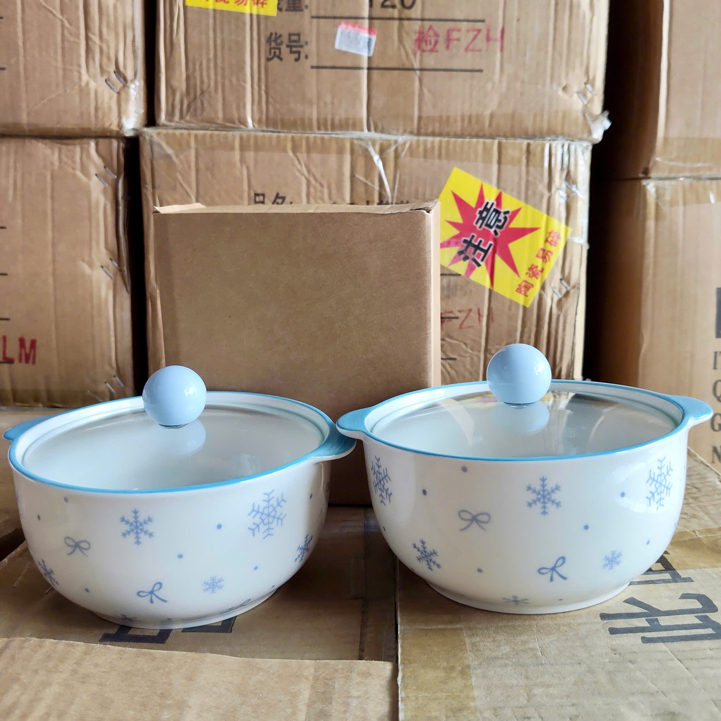 [40] Thố Sứ Ăn Mì Có Nắp Ngẫu Nhiên 6inch CÓ HỘP (V+)