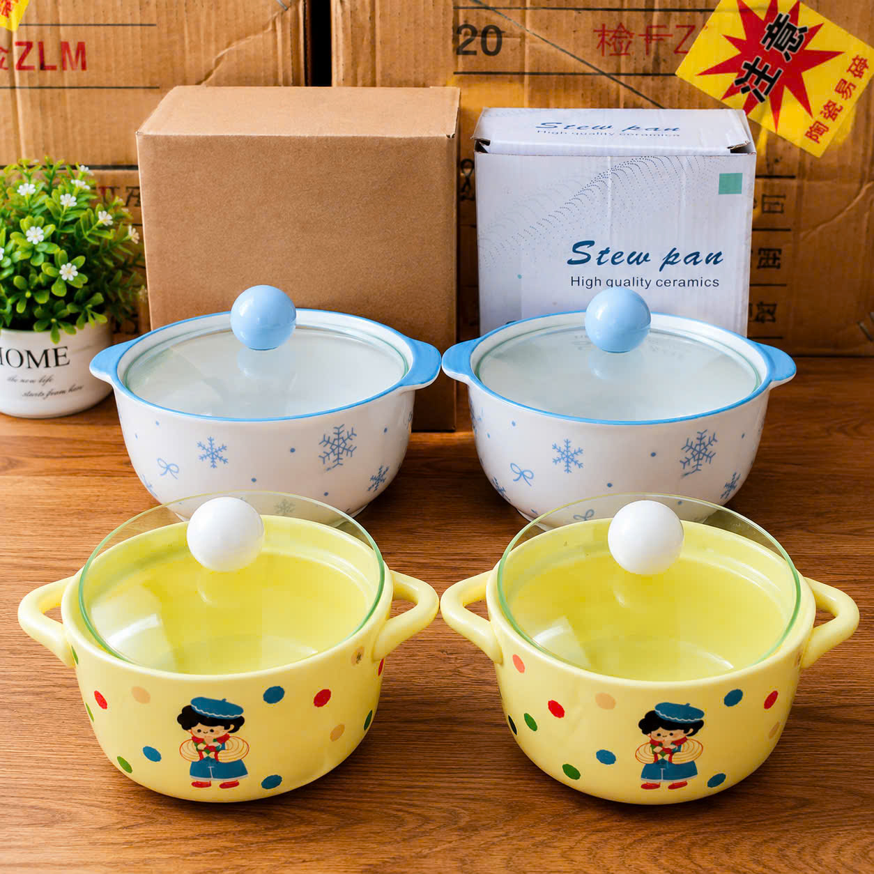 [40] Thố Sứ Ăn Mì Có Nắp Ngẫu Nhiên 6inch CÓ HỘP (V+)