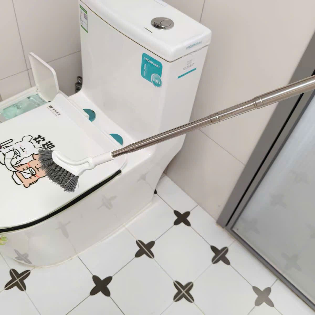 [400] Cọ Toilet Cán INOX Đầu Vát