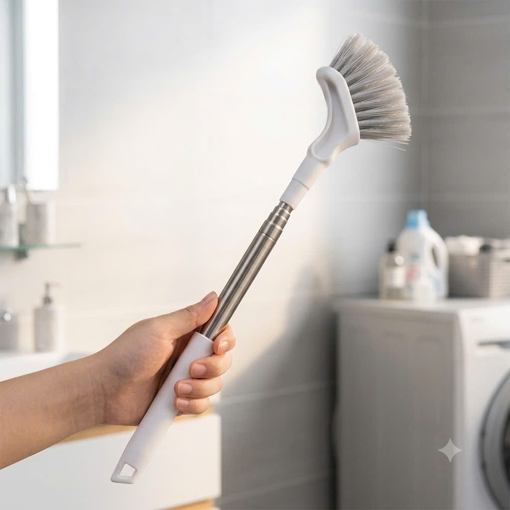 [400] Cọ Toilet Cán INOX Đầu Vát