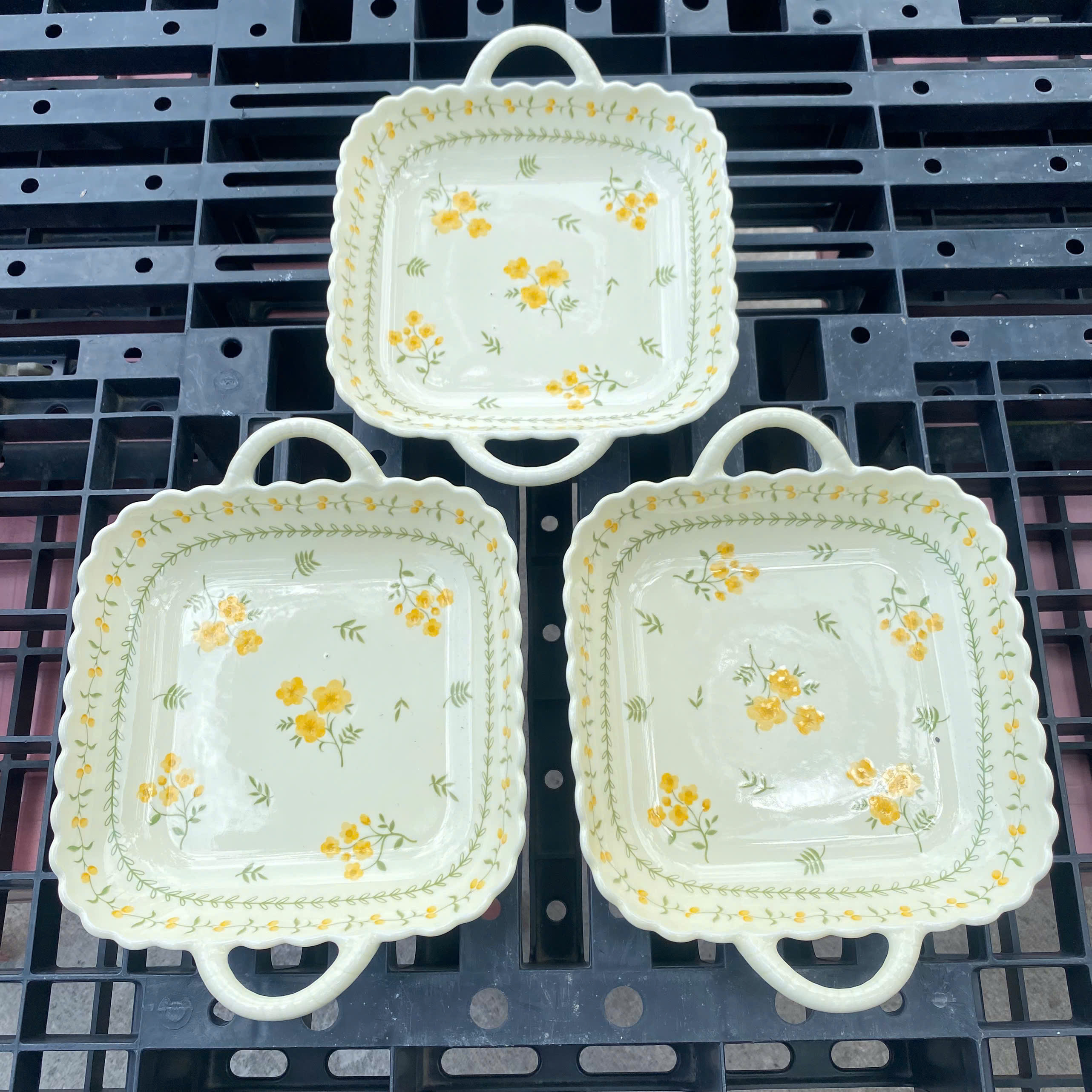 [42] Dĩa Sứ VUÔNG Có Quai 8-9inch (V+)