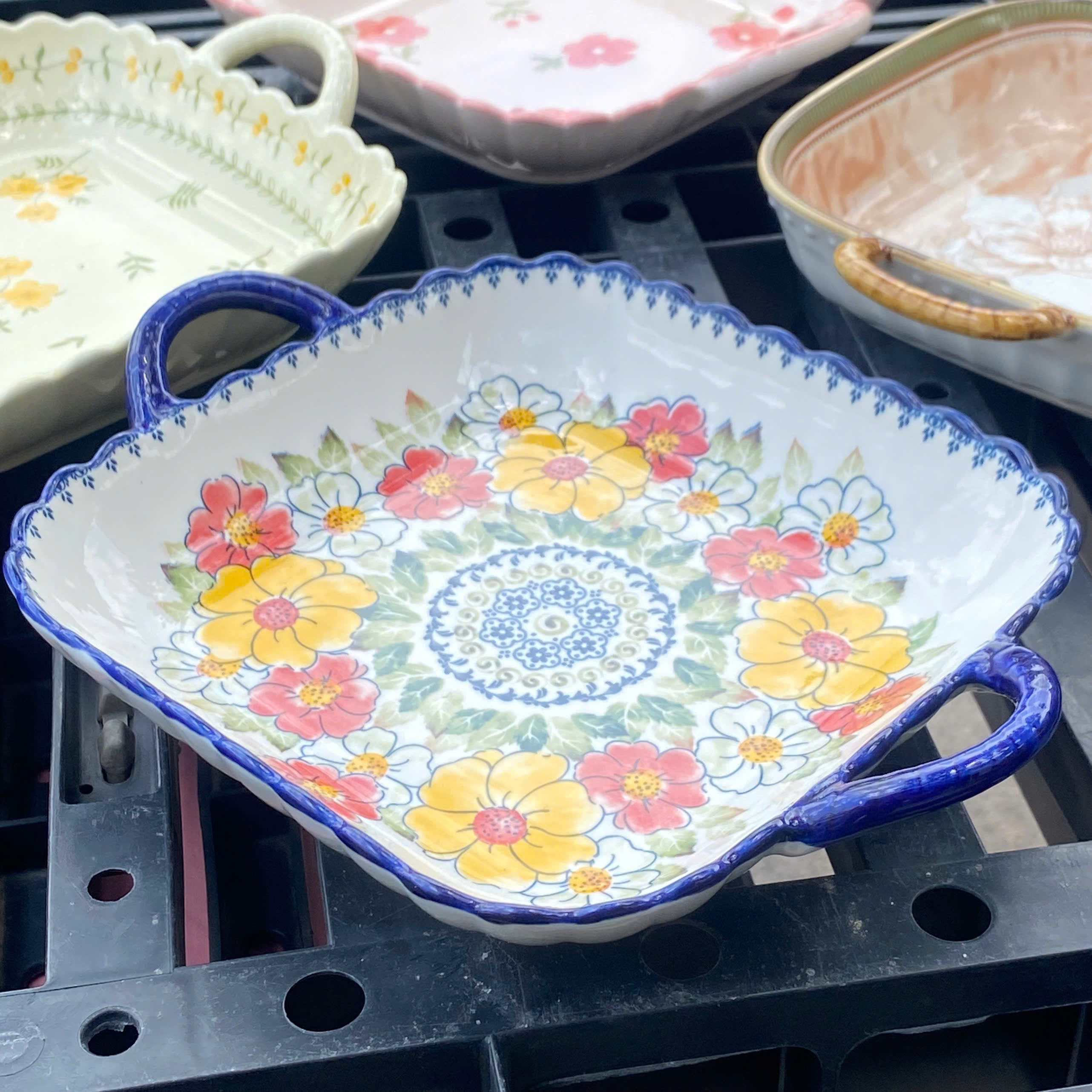 [42] Dĩa Sứ VUÔNG Có Quai 8-9inch (V+)