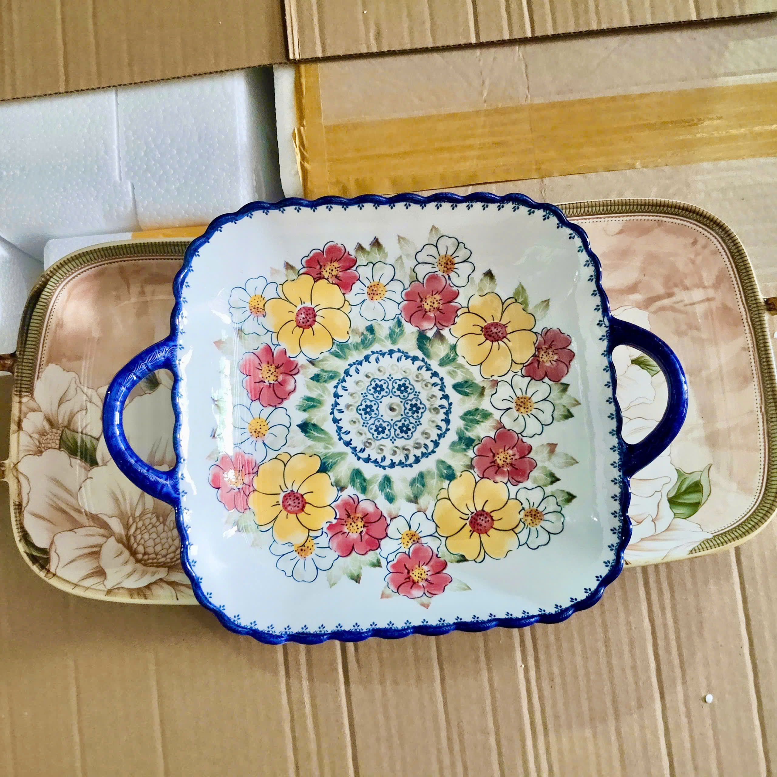 [42] Dĩa Sứ VUÔNG Có Quai 8-9inch (V+)