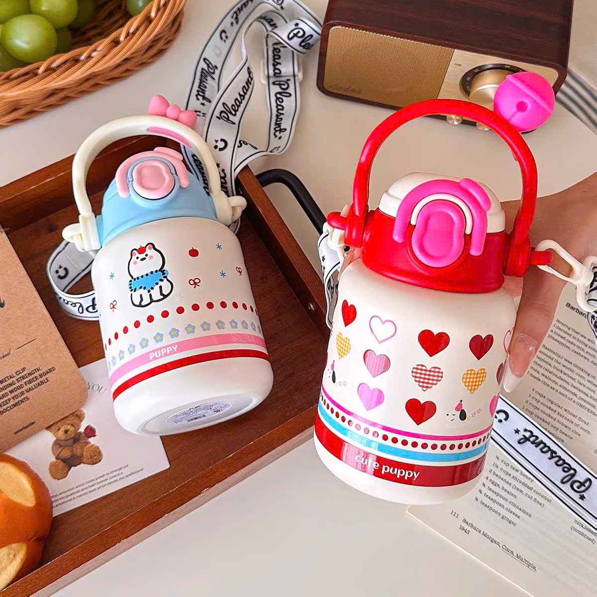 [48] Bình Giữ Nhiệt 316 Họat Hình Quai Ngang Có CHARM 550ml