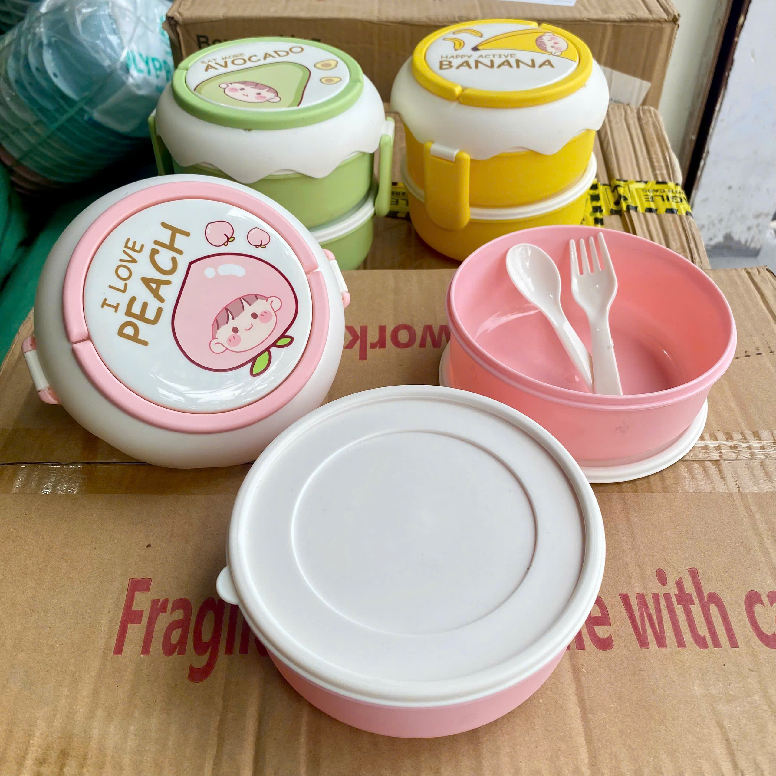 [48] Hộp Cơm 2 Tầng Nắp TRÁI CÂY