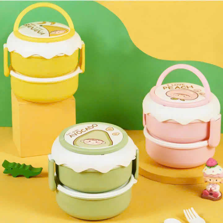 [48] Hộp Cơm 2 Tầng Nắp TRÁI CÂY