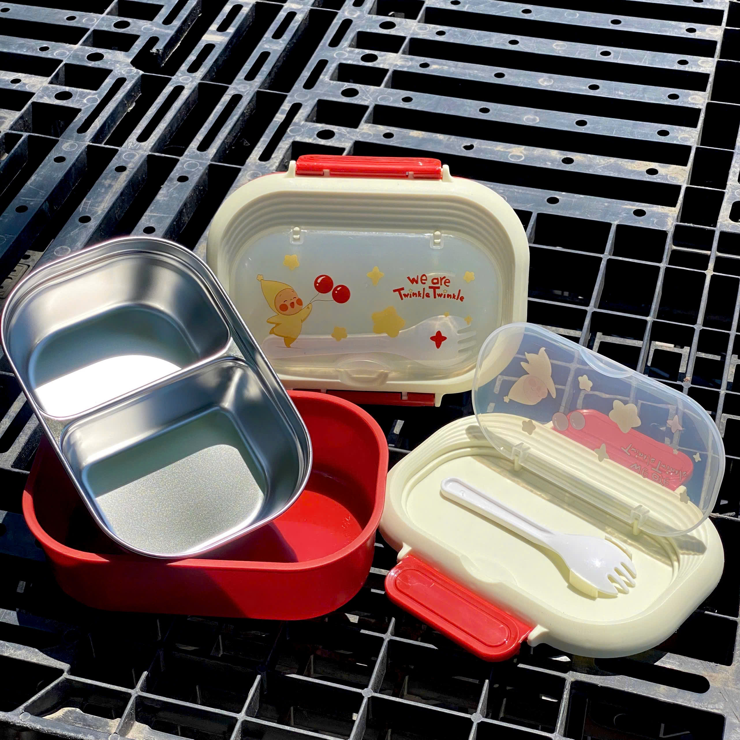 [48] Hộp Cơm Inox 2 Ngăn Baby NGÔI SAO Kèm Dĩa 378