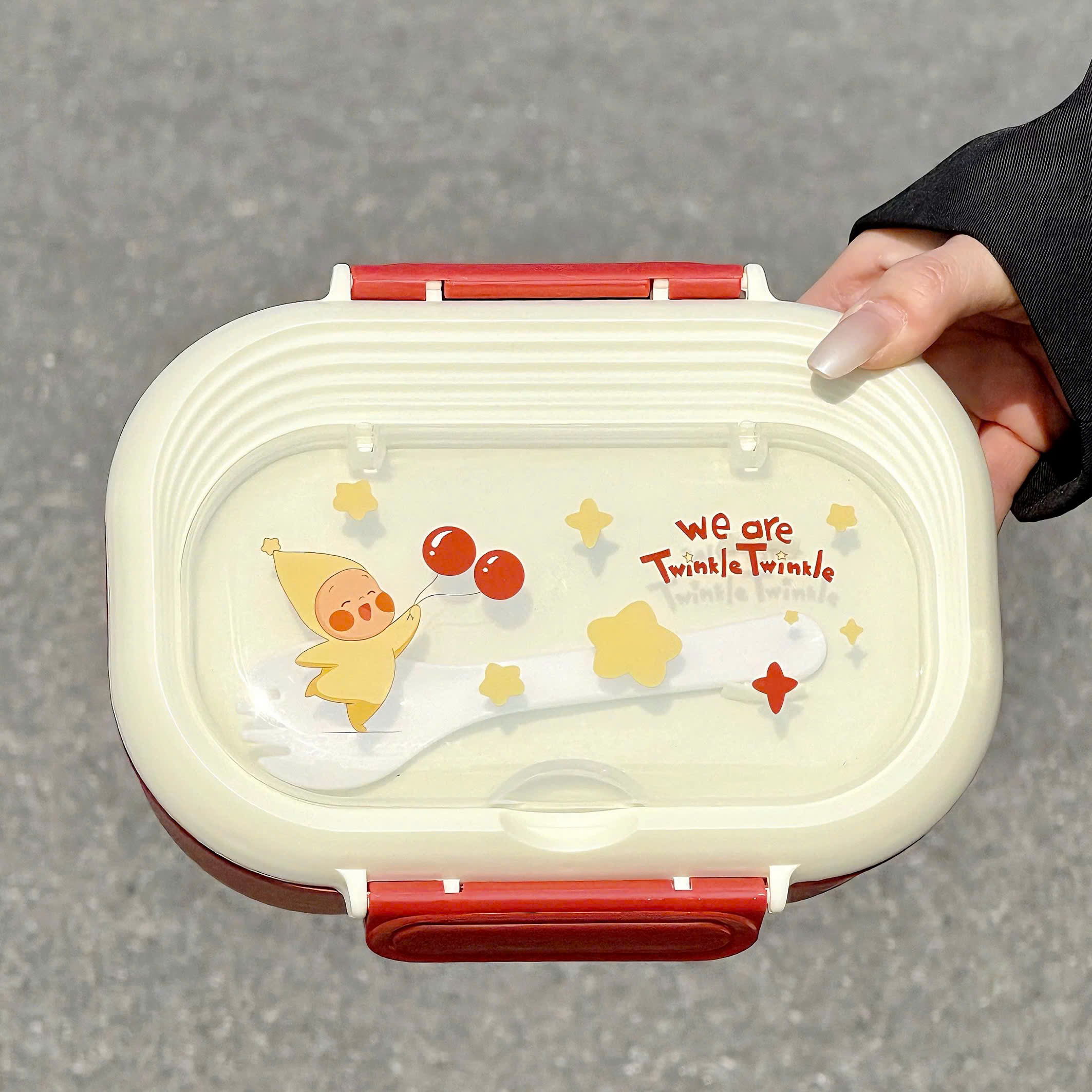 [48] Hộp Cơm Inox 2 Ngăn Baby NGÔI SAO Kèm Dĩa 378