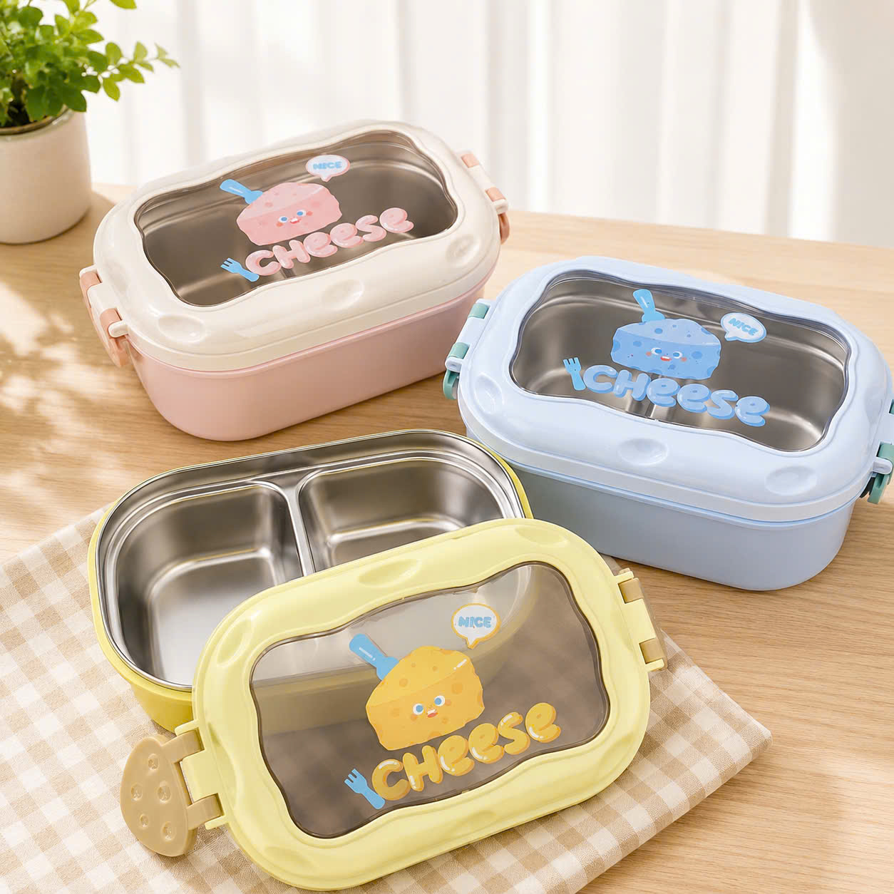 [48] Hộp Cơm Inox 2 Ngăn CHEESE