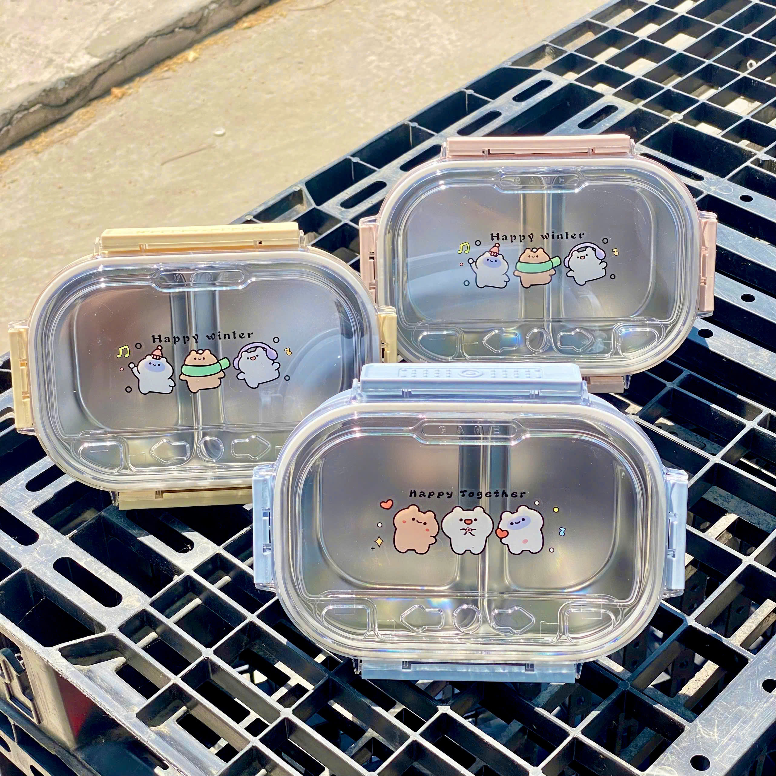 [48] Hộp Cơm Inox 2 Ngăn GẤU HAPPY WINTER 388