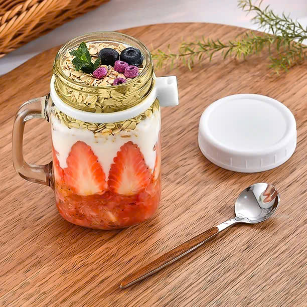 [48] Ly Thuỷ Tinh CÓ QUAI Kèm Muỗng 500ml