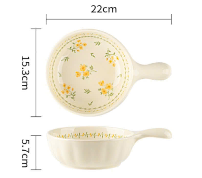 [48] Thố Sứ 6inch Có Tay Cầm HOA CÚC