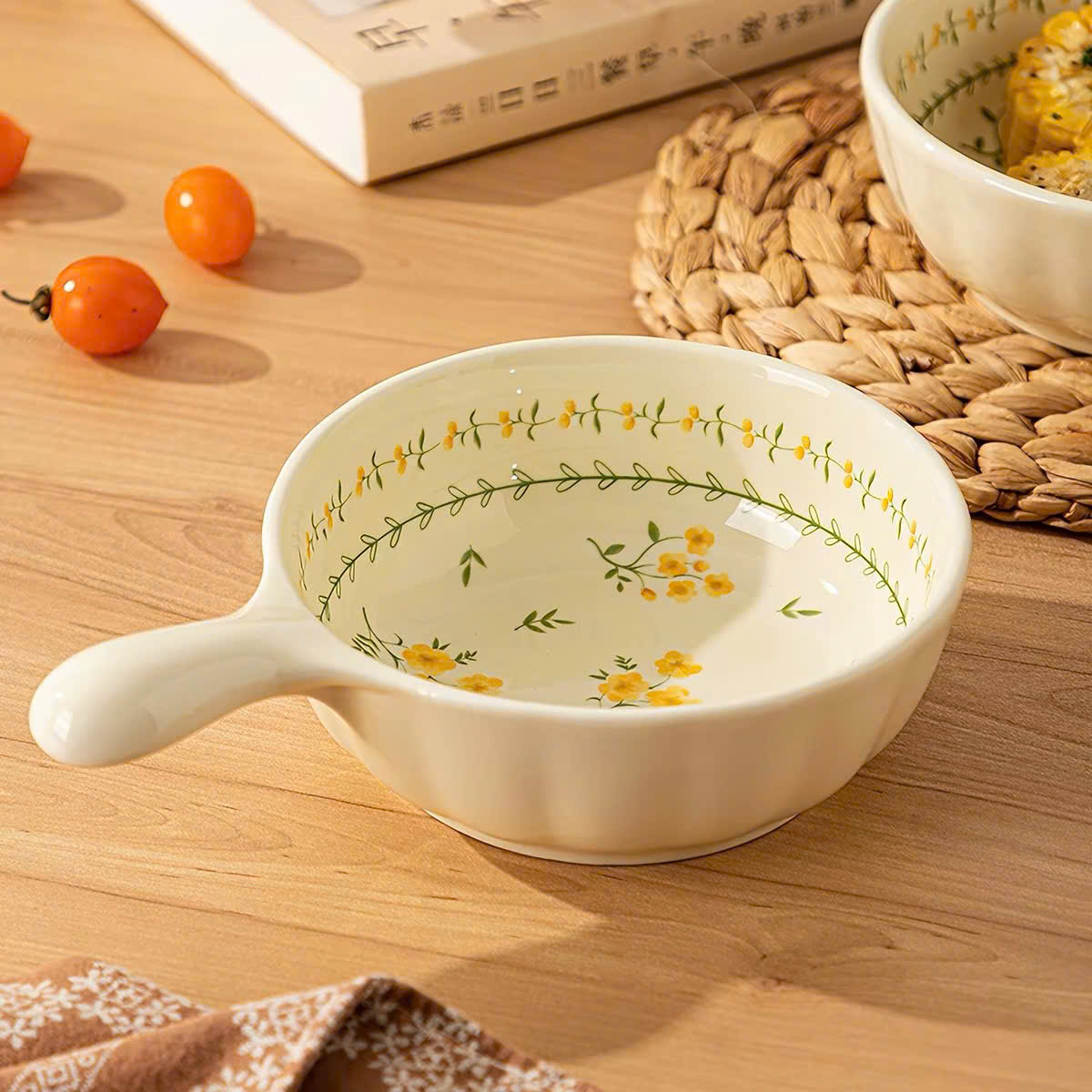 [48] Thố Sứ 6inch Có Tay Cầm HOA CÚC