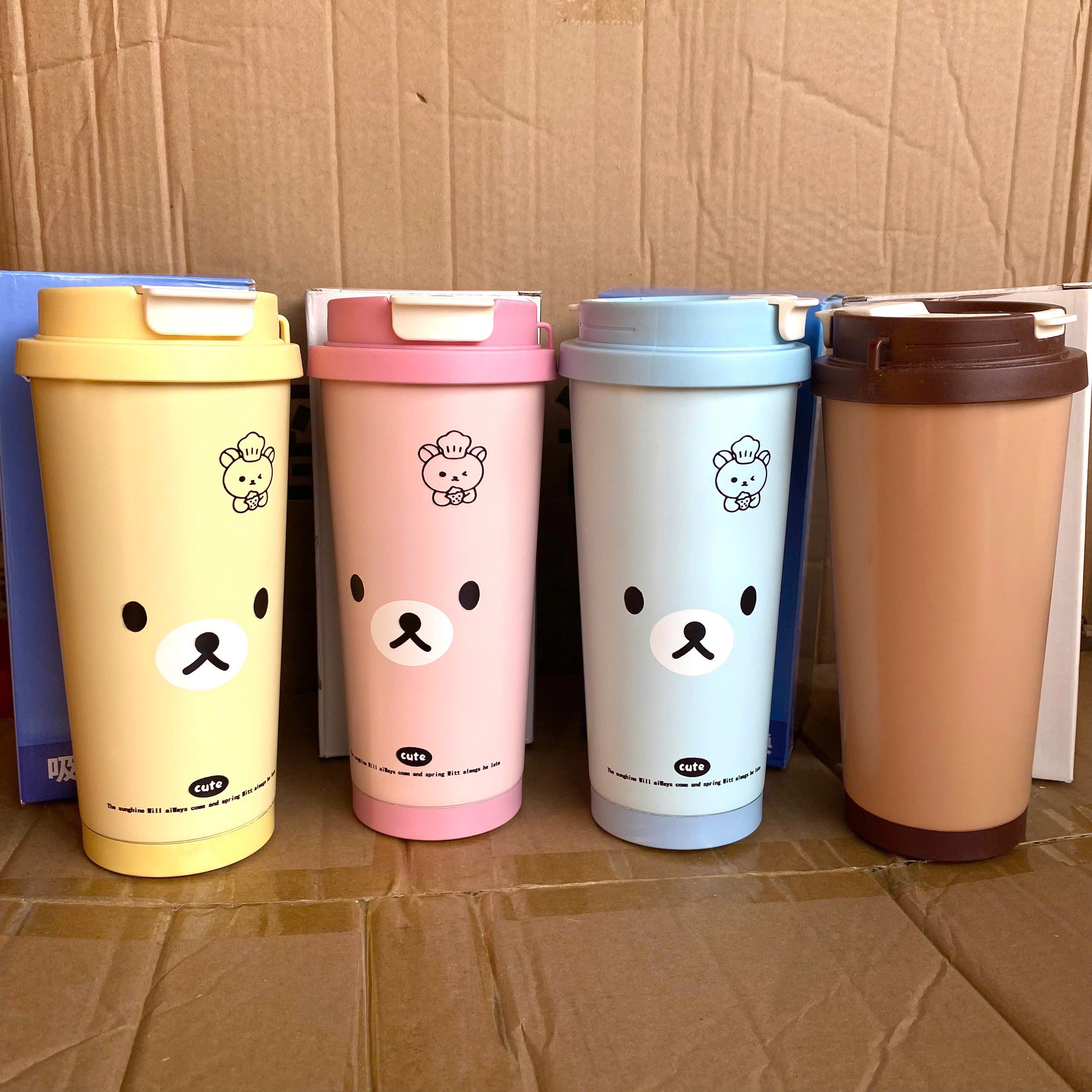 [50] Bình Giữ Nhiệt COFFEE GẤU Có Dây Xách 520ml