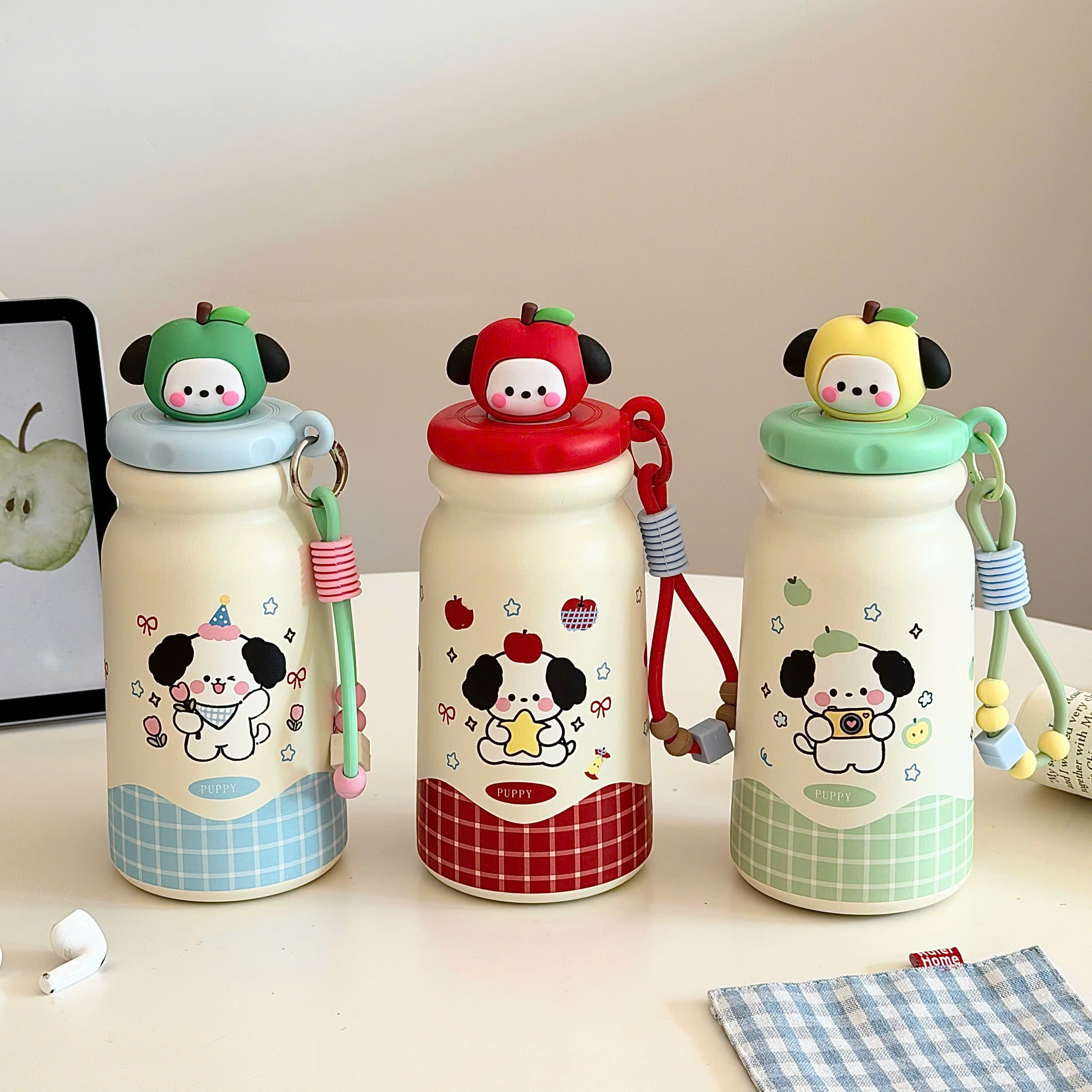 [50] Bình Giữ Nhiệt CÚN Nắp Charm TRÁI CÂY 600ml