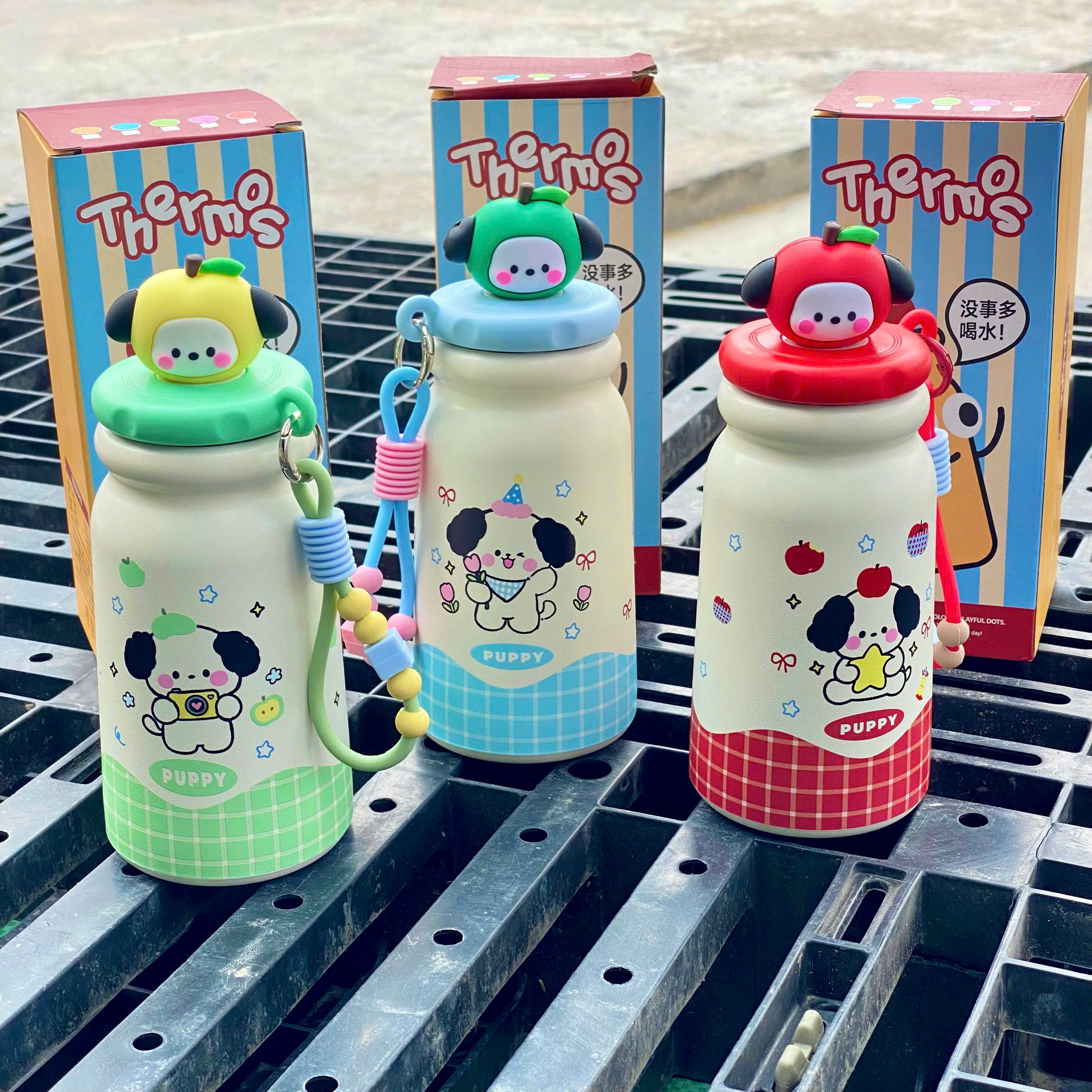 [50] Bình Giữ Nhiệt CÚN Nắp Charm TRÁI CÂY 600ml