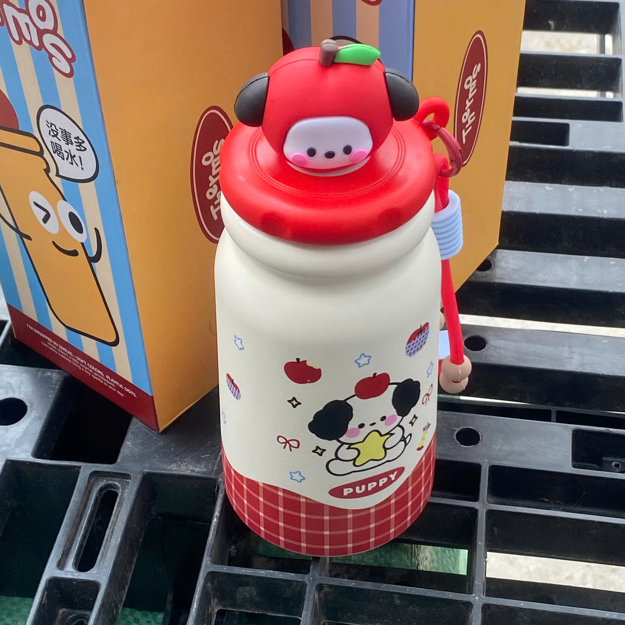 [50] Bình Giữ Nhiệt CÚN Nắp Charm TRÁI CÂY 600ml