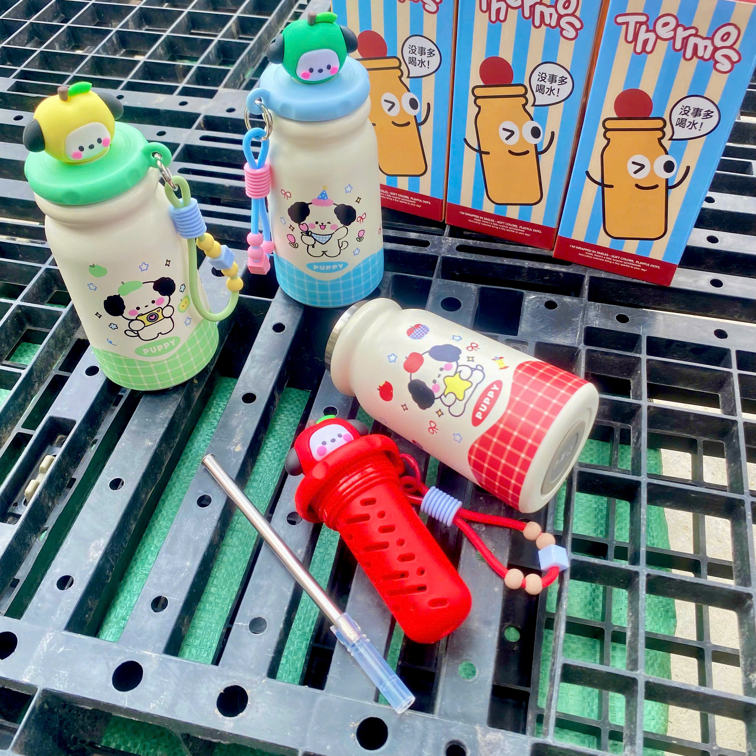 [50] Bình Giữ Nhiệt CÚN Nắp Charm TRÁI CÂY 600ml
