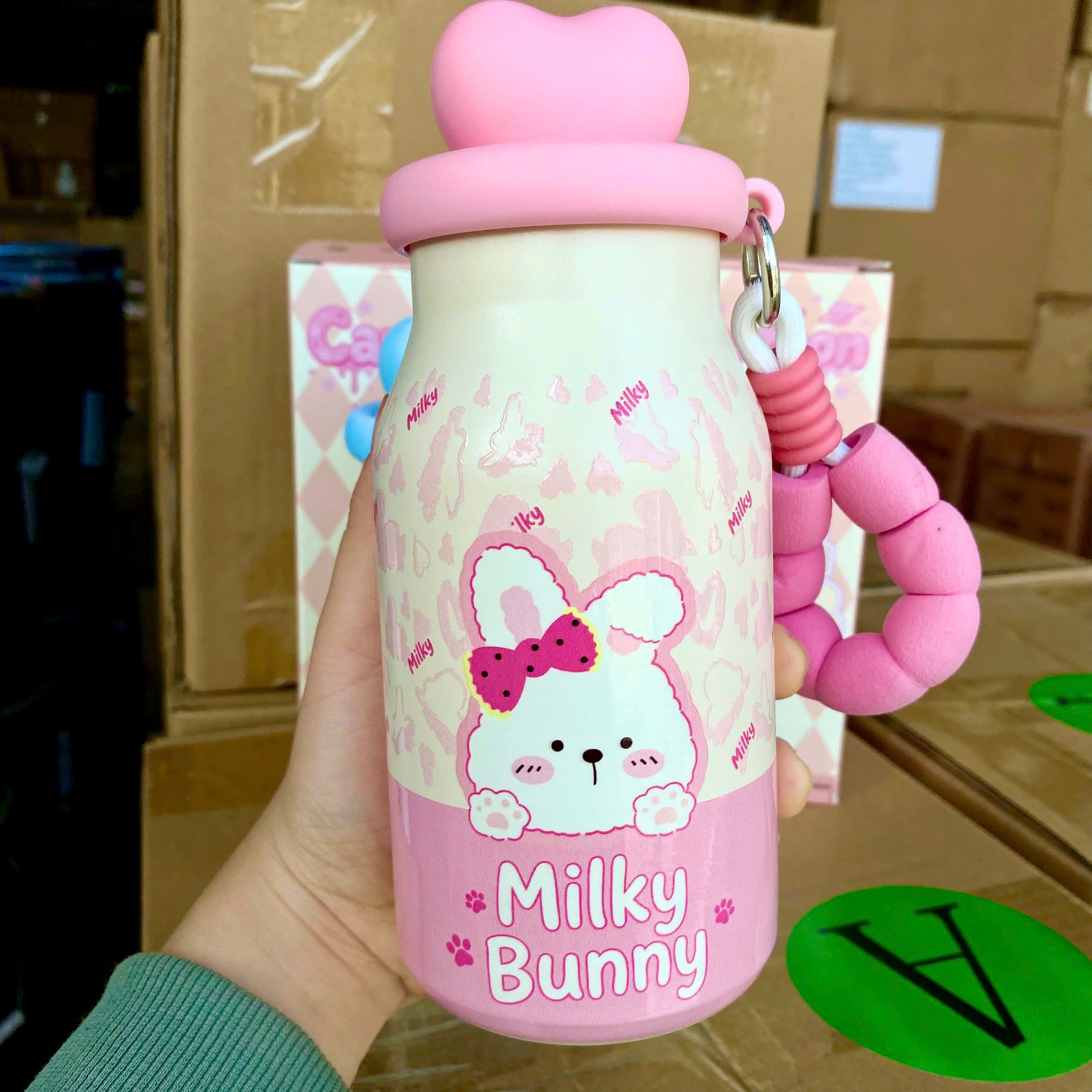 [50] Bình Giữ Nhiệt Charm TRÁI TIM Có Dây Xách