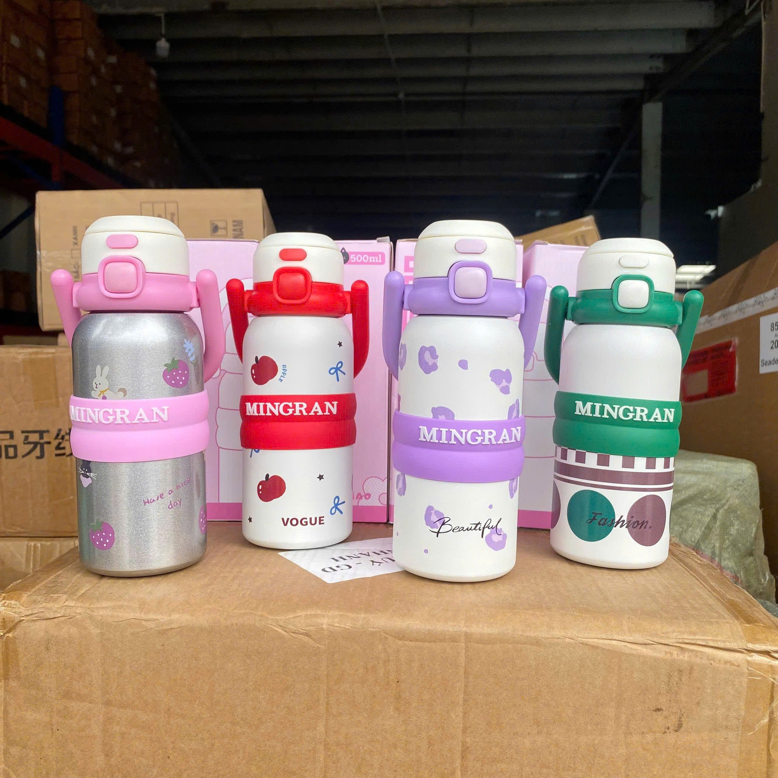 [50] Bình Giữ Nhiệt Có Quai Xách MINGRAN 500ml