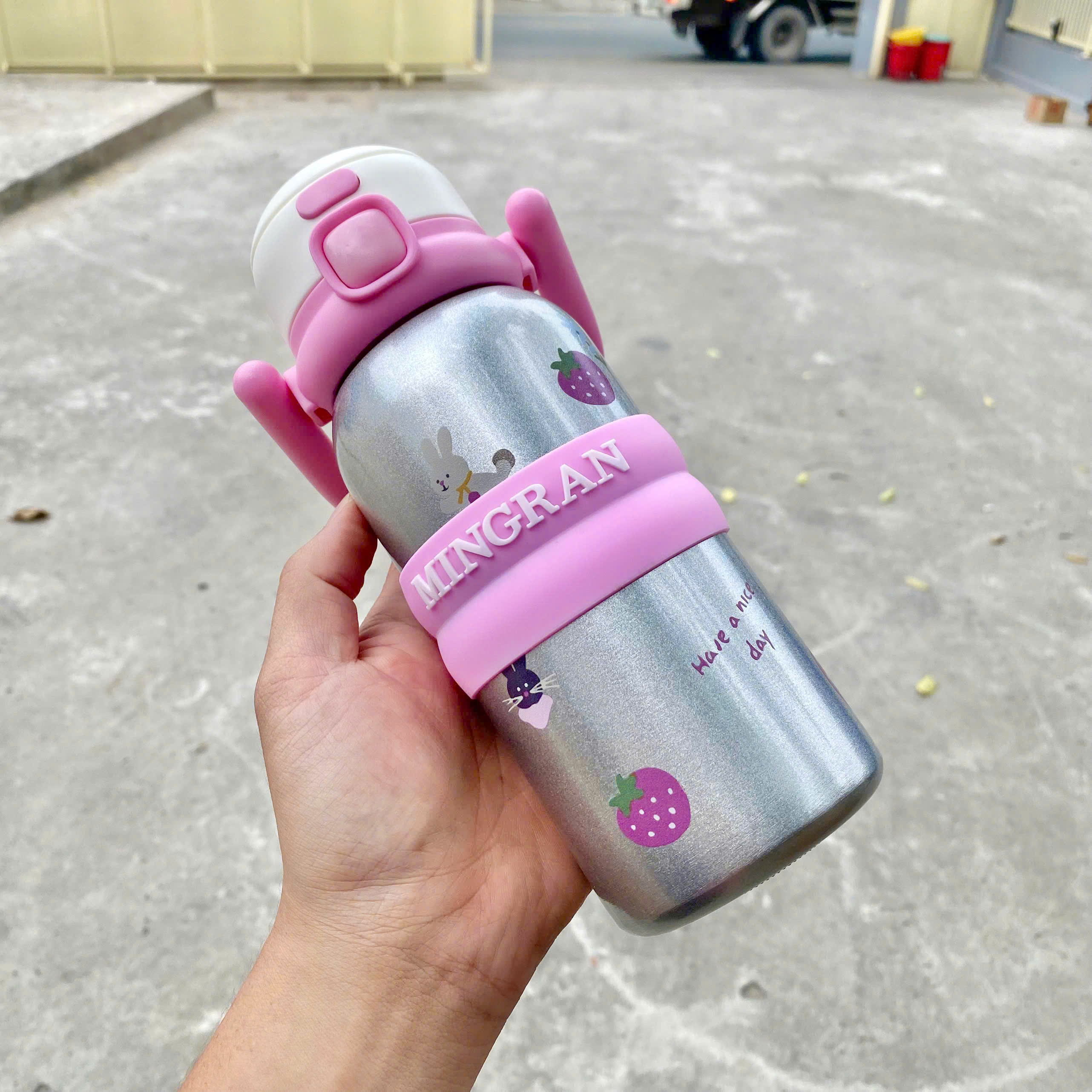 [50] Bình Giữ Nhiệt Có Quai Xách MINGRAN 500ml