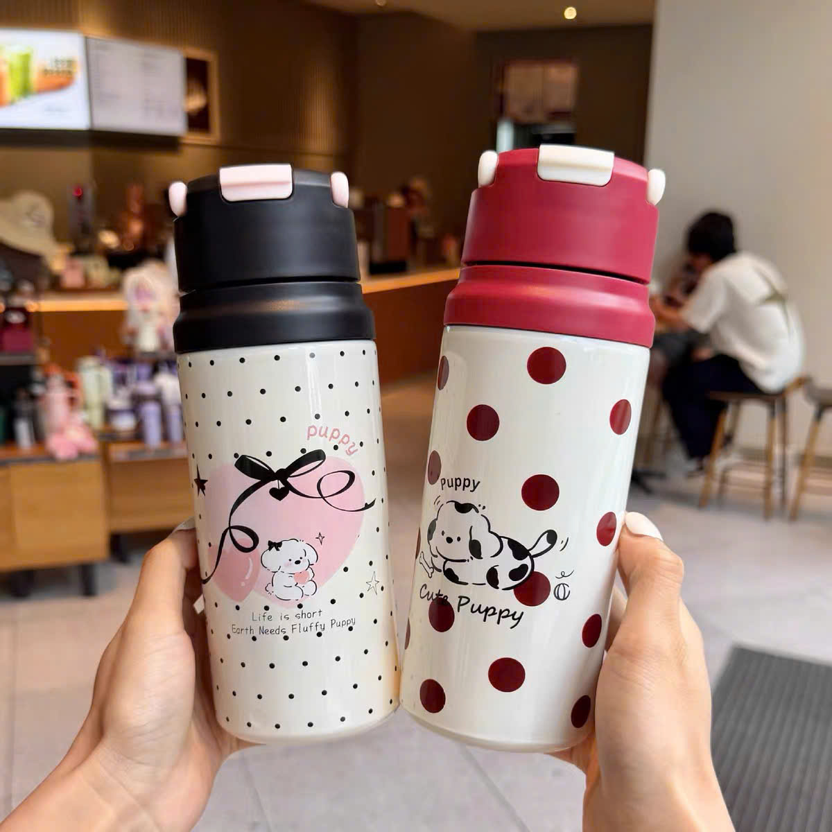[50] Bình Giữ Nhiệt Cún PUPPY Có Đầu Xách 550ml
