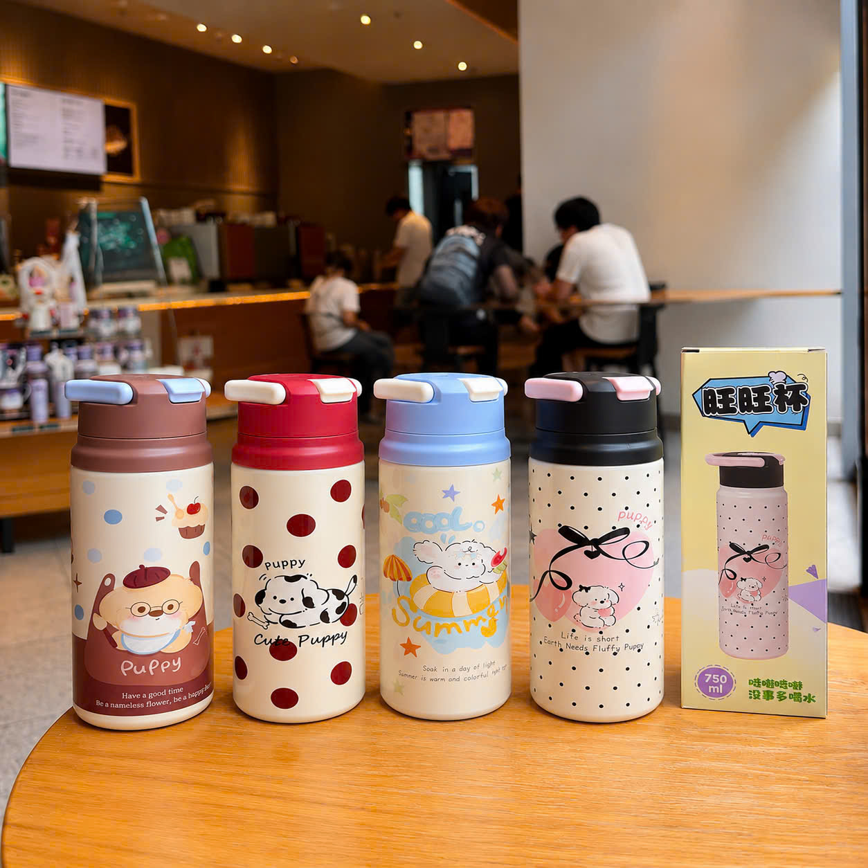 [50] Bình Giữ Nhiệt Cún PUPPY Có Đầu Xách 550ml