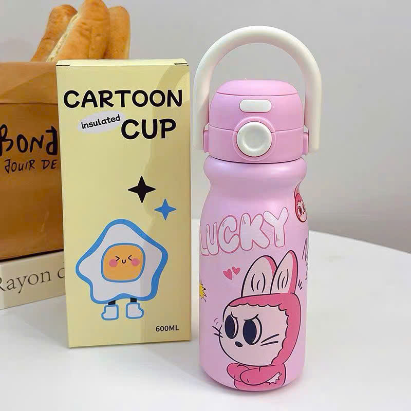 [50] Bình Giữ Nhiệt Hoạt Hình NẮP BẬT Quai Ngang 500ml