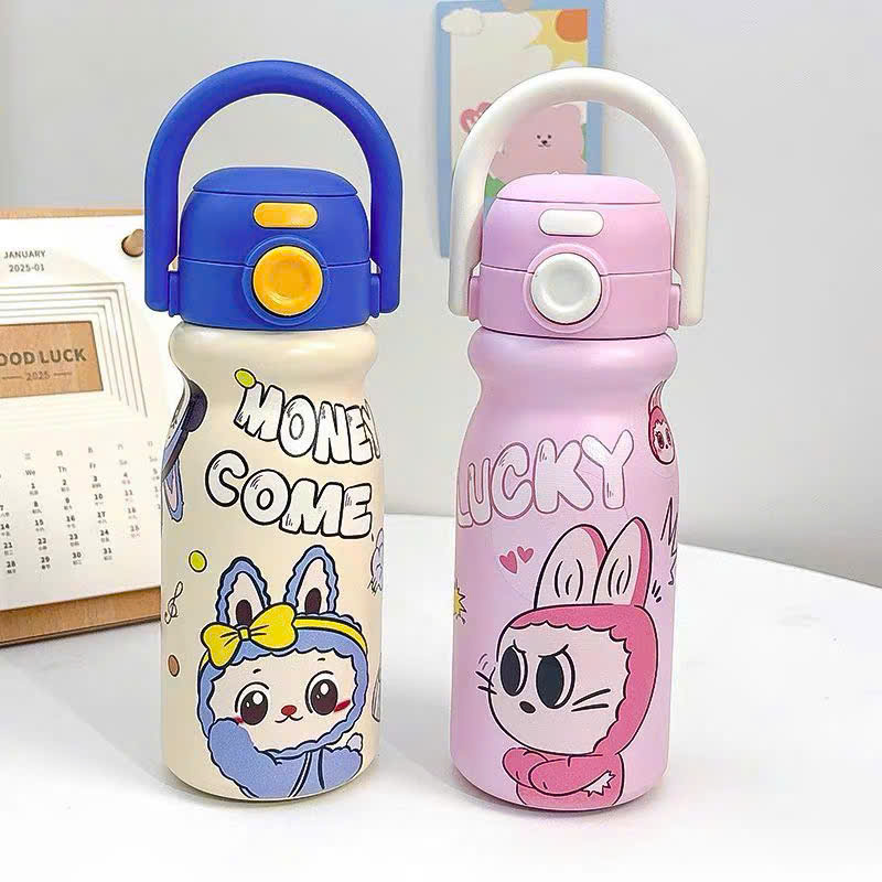 [50] Bình Giữ Nhiệt Hoạt Hình NẮP BẬT Quai Ngang 500ml