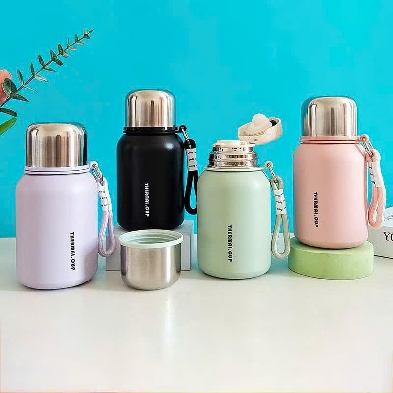 [50] Bình Giữ Nhiệt Kèm Cốc Có Dây Xách 450ml