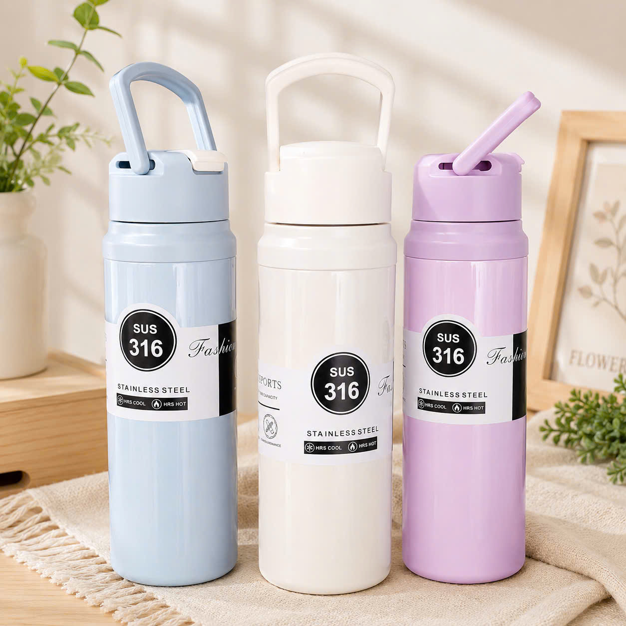 [50] Bình Giữ Nhiệt Sus316 Basic Có Quai Xách 750ml