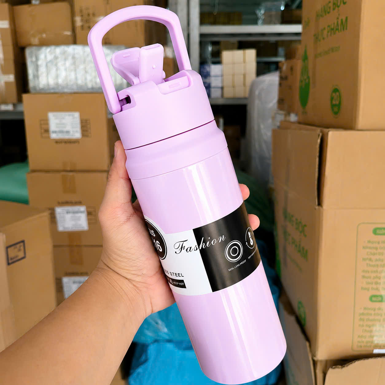 [50] Bình Giữ Nhiệt Sus316 Basic Có Quai Xách 750ml